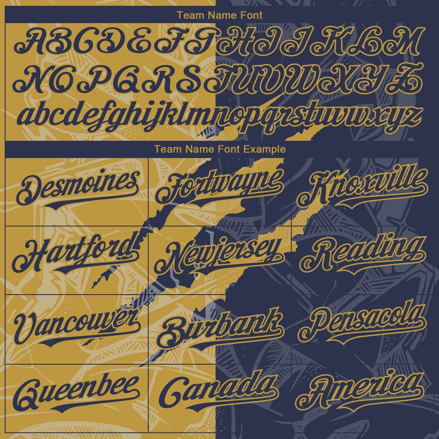 Custom Graffiti Pattern Navy-Old Gold 3D Scratch Authentic Baseball Jersey view 4
