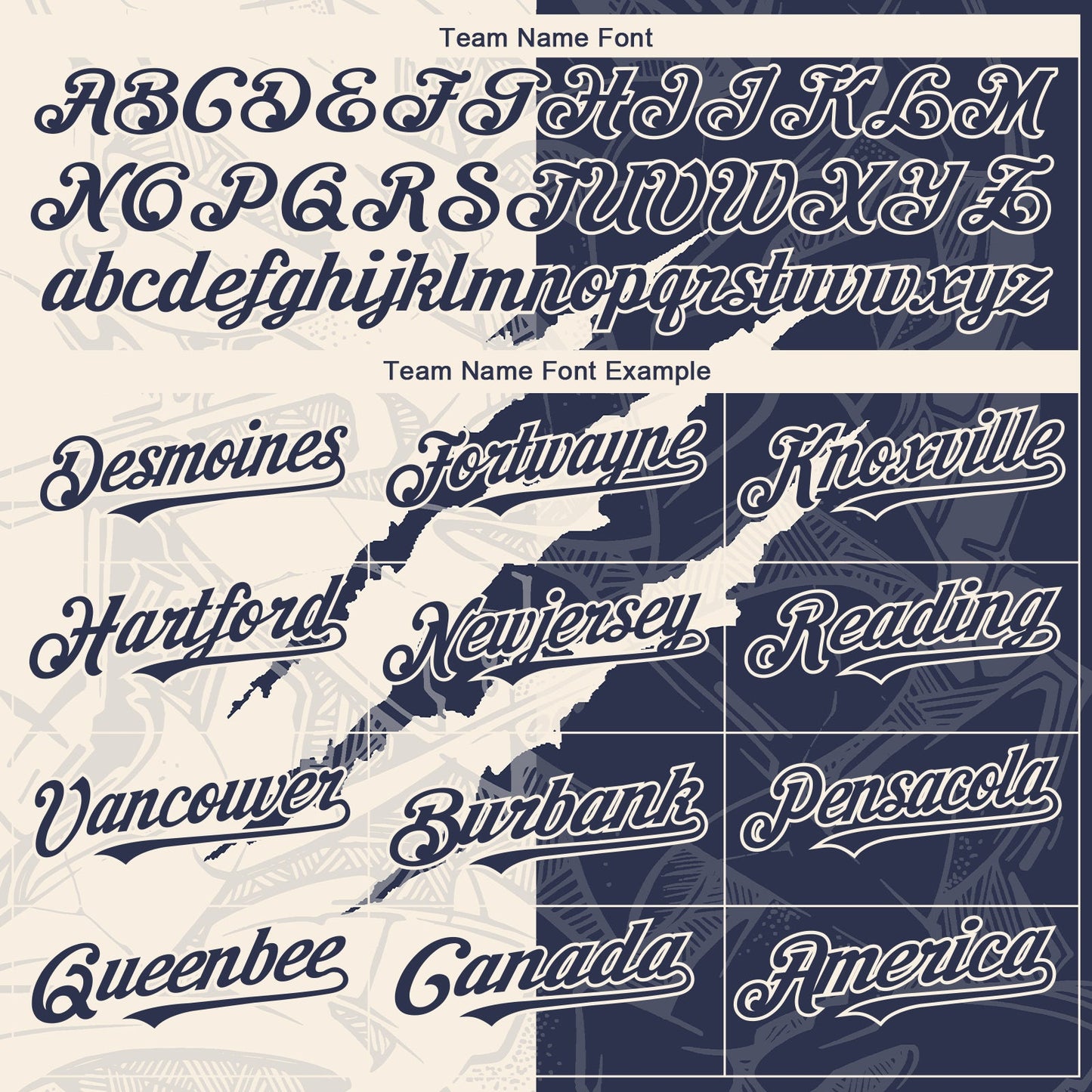 Custom Graffiti Pattern Navy-Cream 3D Scratch Authentic Baseball Jersey view 4