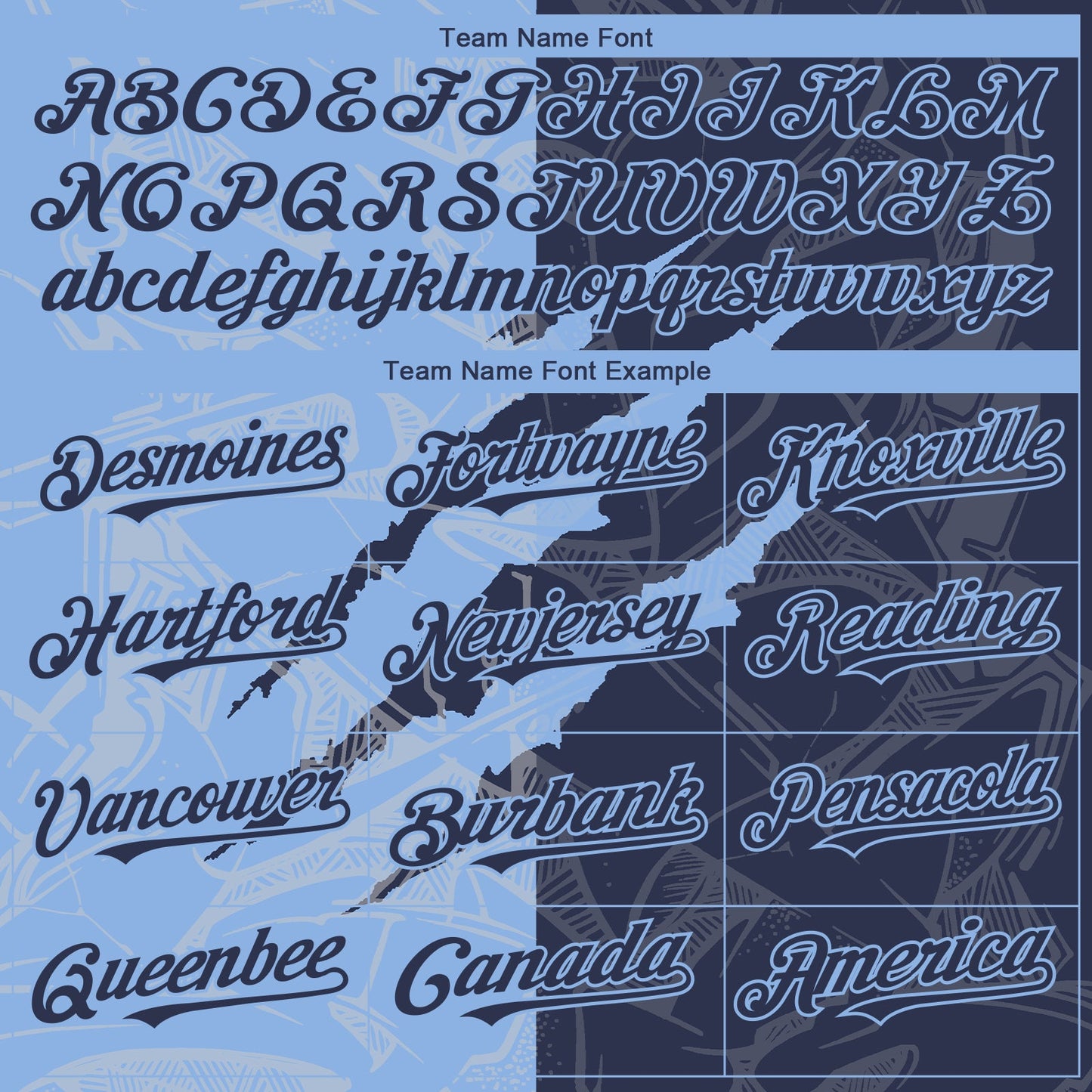 Custom Graffiti Pattern Navy-Light Blue 3D Scratch Authentic Baseball Jersey view 4
