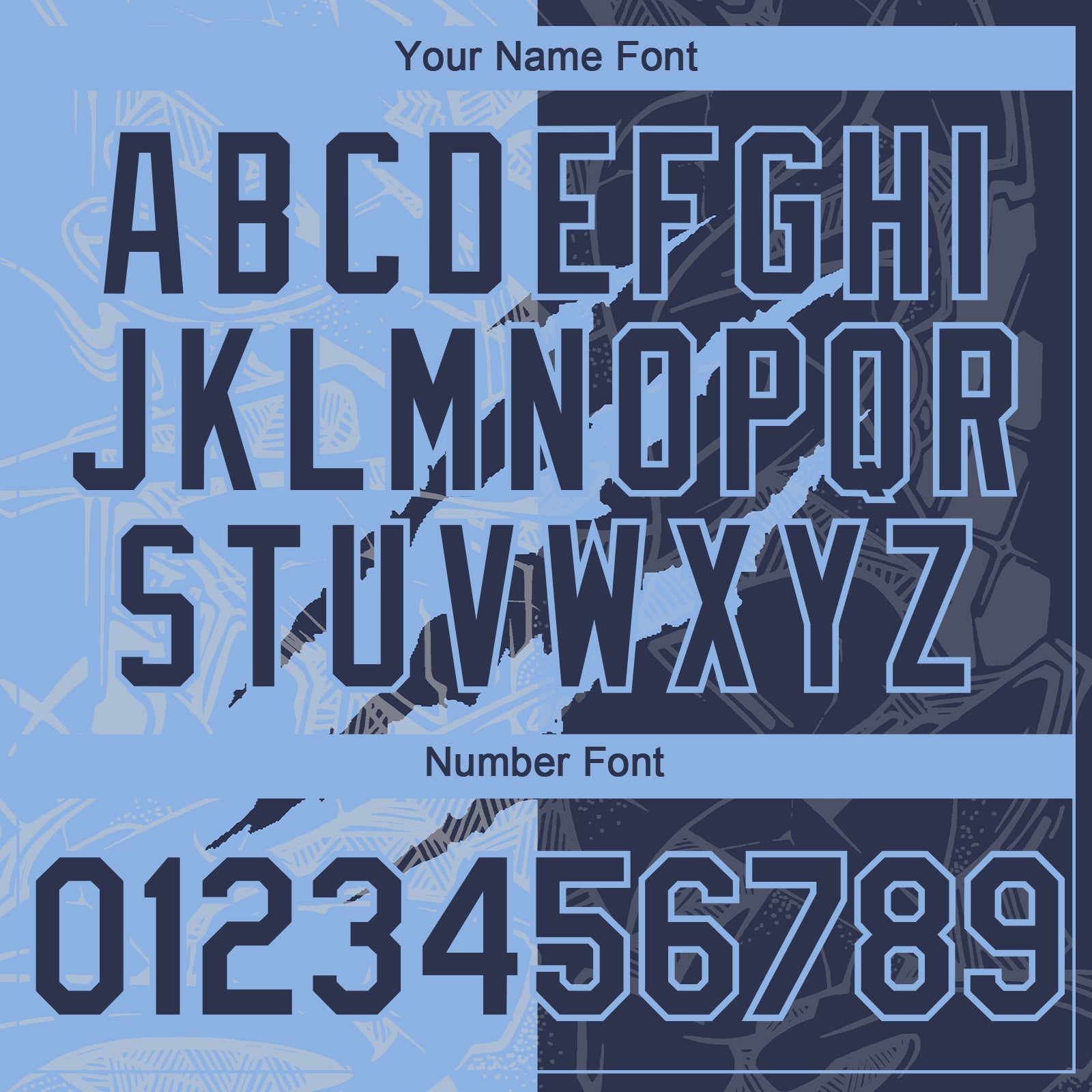 Custom Graffiti Pattern Navy-Light Blue 3D Scratch Authentic Baseball Jersey view 5