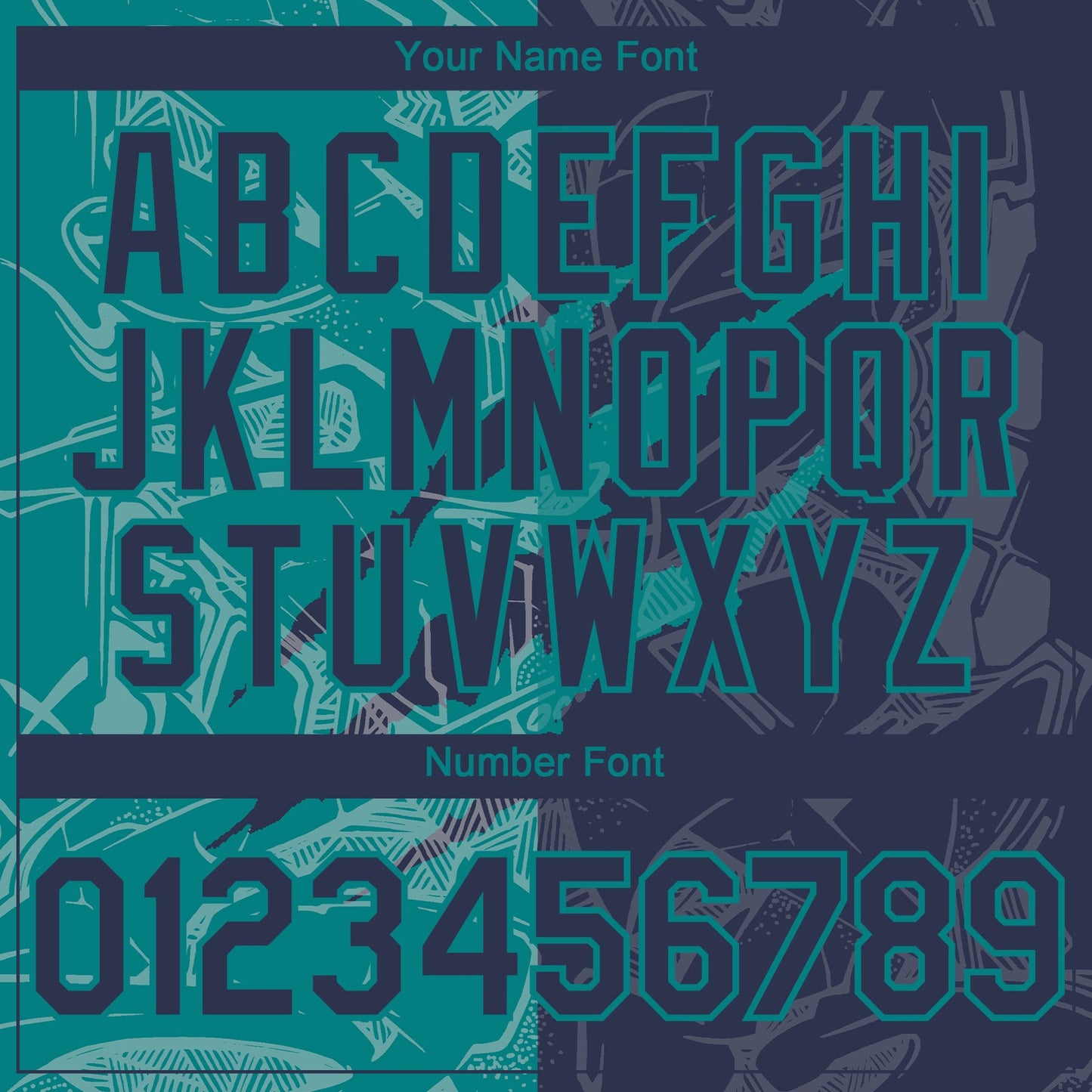Custom Graffiti Pattern Navy-Teal 3D Scratch Authentic Baseball Jersey view 5