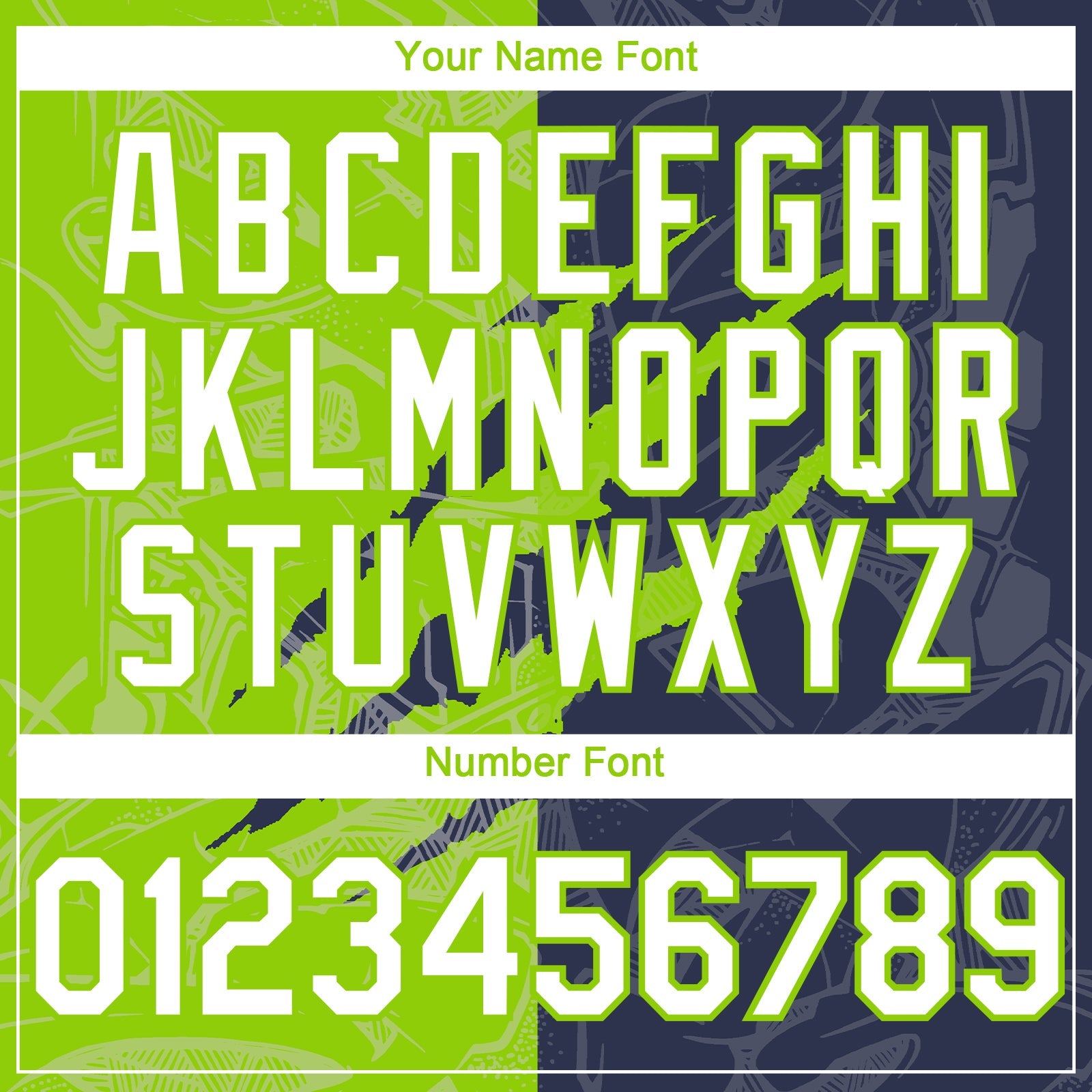 Custom Graffiti Pattern White Navy-Neon Green 3D Scratch Authentic Baseball Jersey view 5