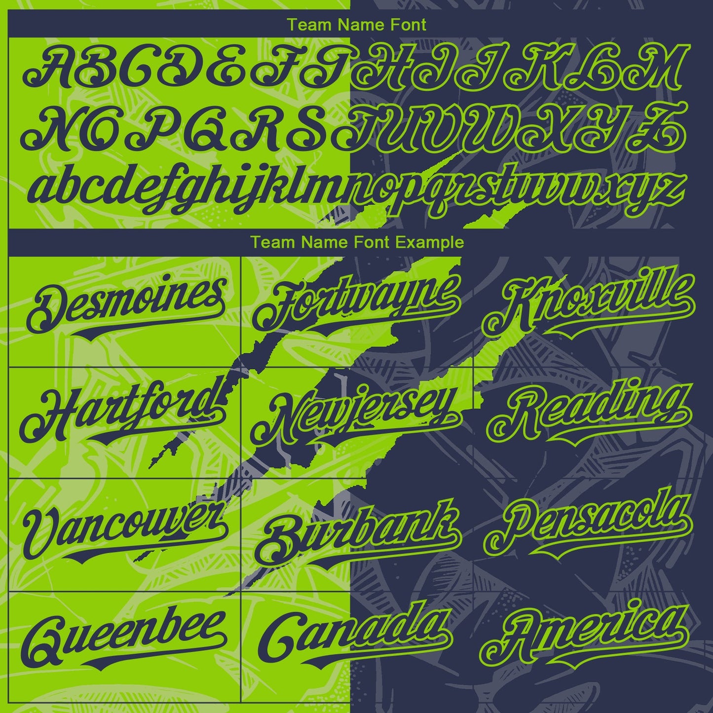 Custom Graffiti Pattern Navy-Neon Green 3D Scratch Authentic Baseball Jersey view 4