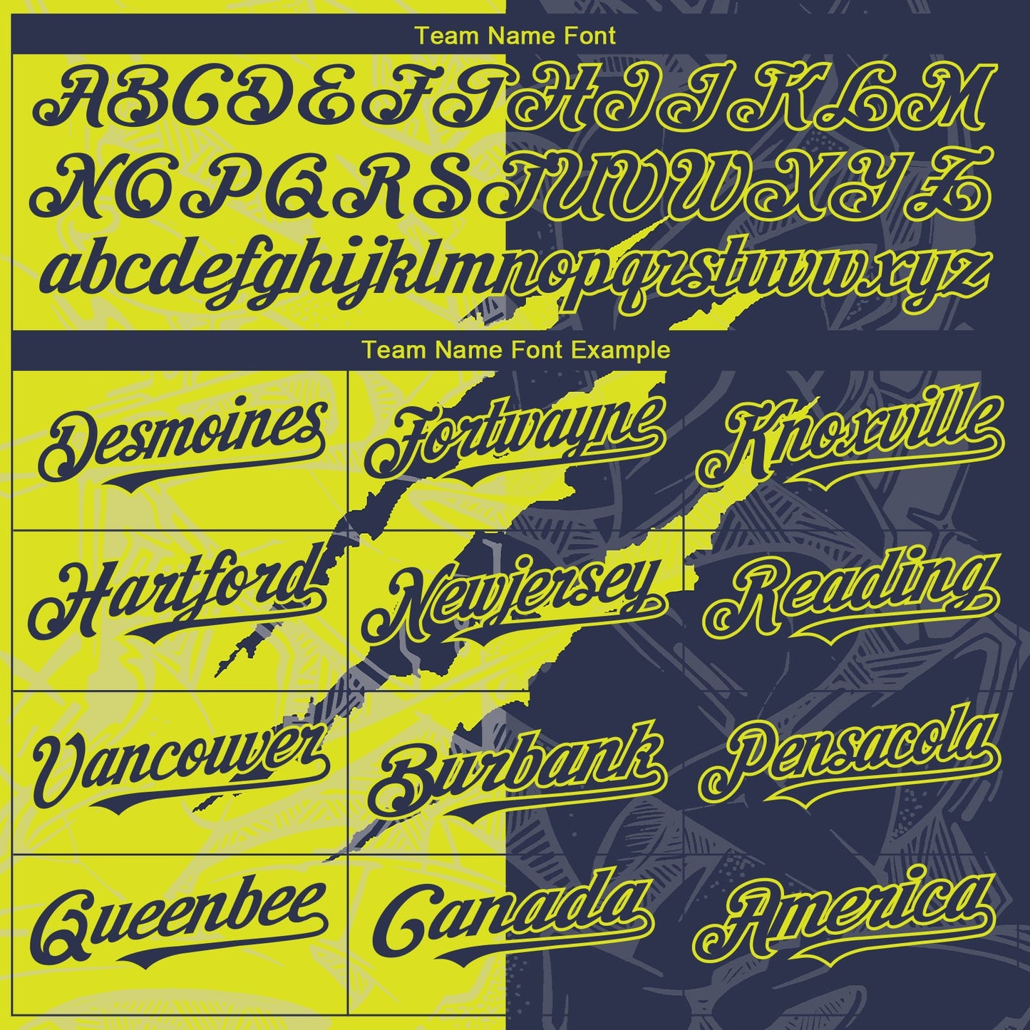 Custom Graffiti Pattern Navy-Neon Yellow 3D Scratch Authentic Baseball Jersey view 4