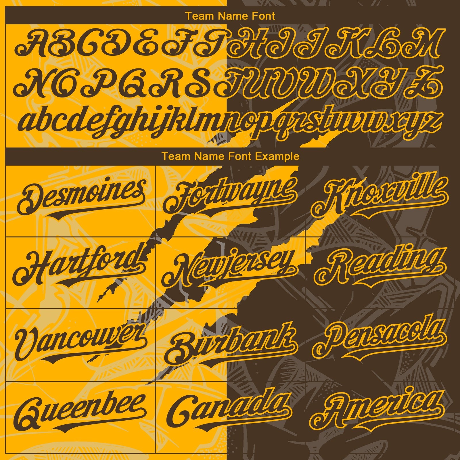 Custom Graffiti Pattern Brown-Gold 3D Scratch Authentic Baseball Jersey view 4