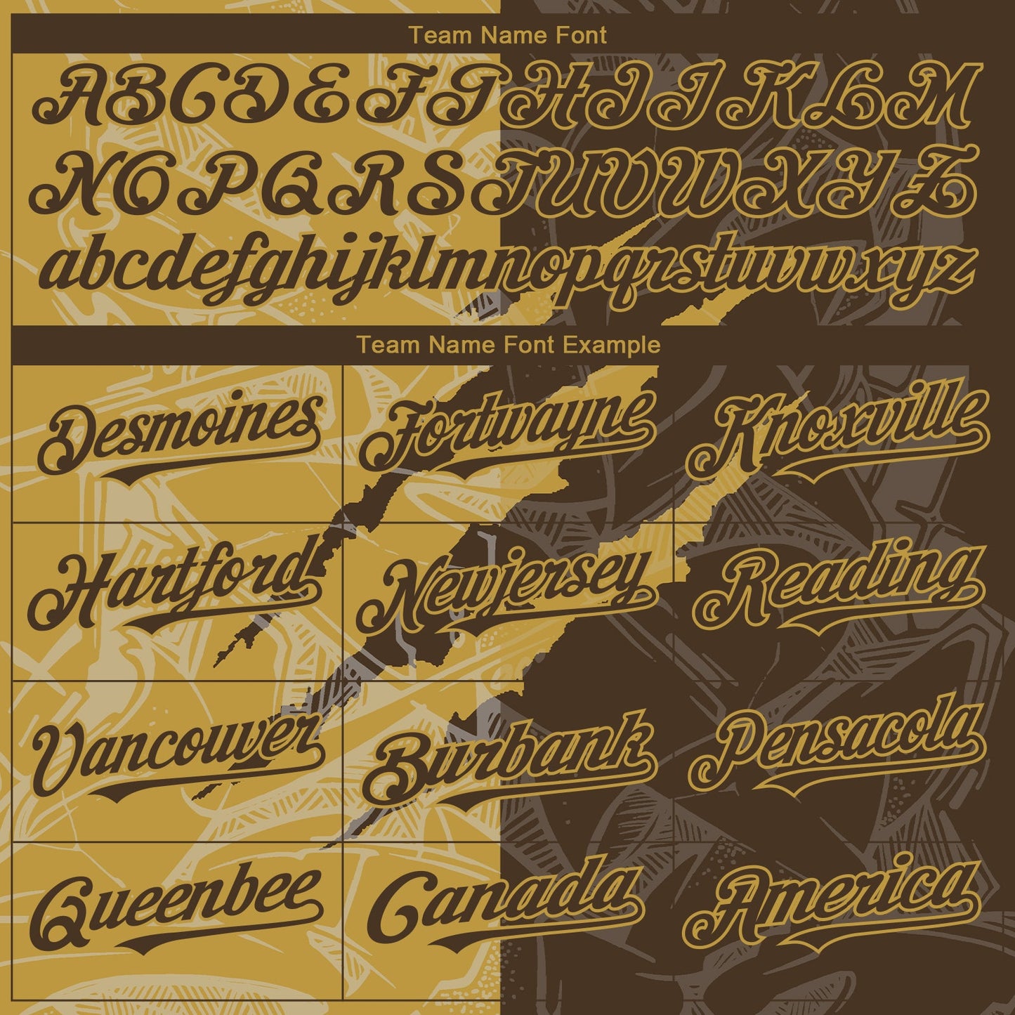 Custom Graffiti Pattern Brown-Old Gold 3D Scratch Authentic Baseball Jersey view 4