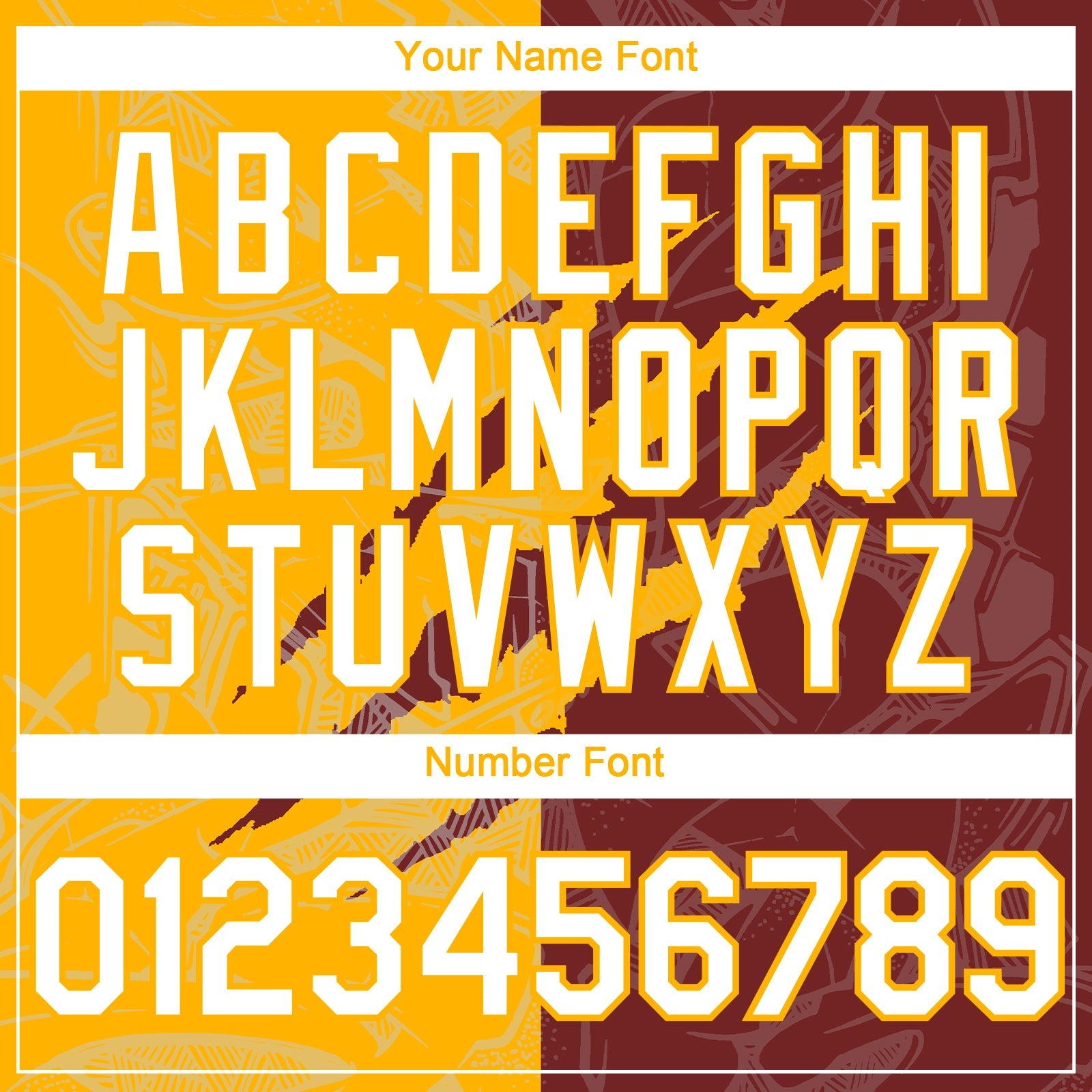 Custom Graffiti Pattern White Burgundy-Gold 3D Scratch Authentic Baseball Jersey view 5