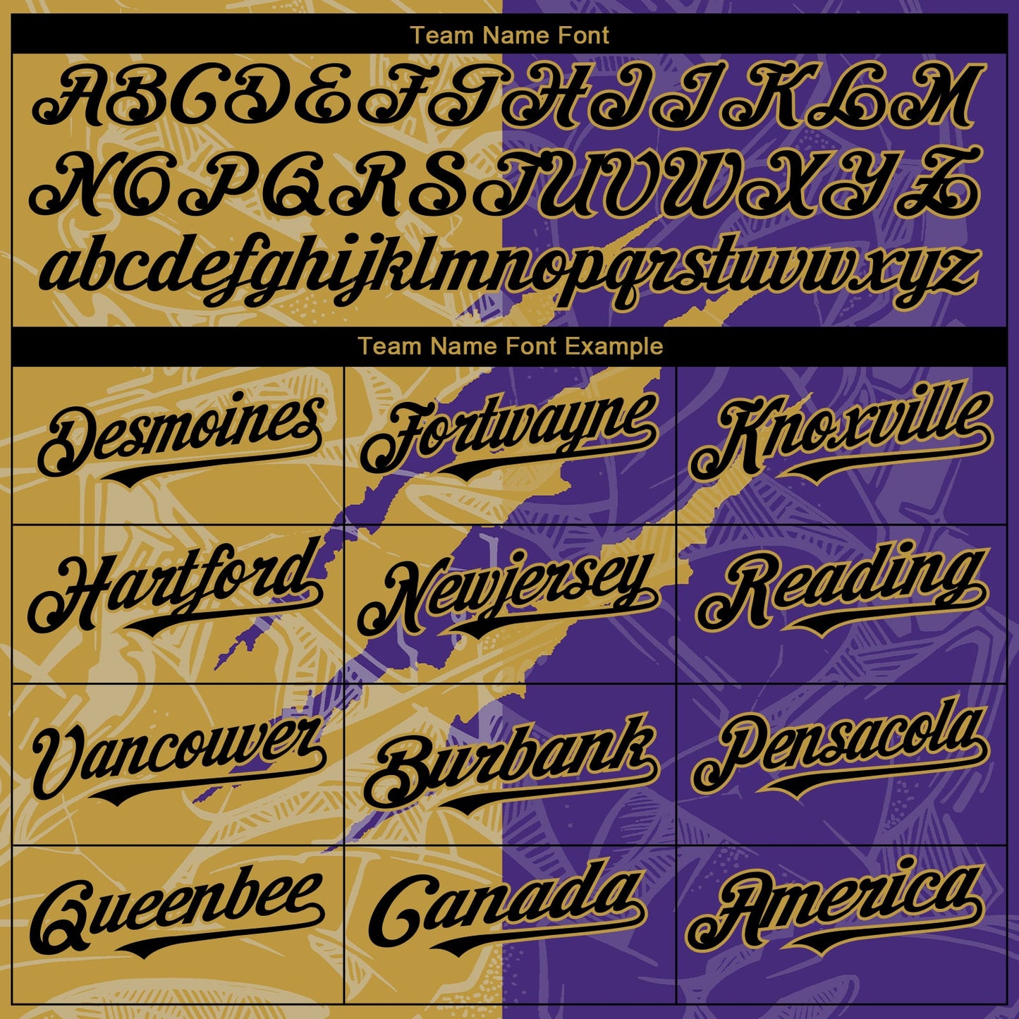 Custom Graffiti Pattern Black Purple-Old Gold 3D Scratch Authentic Baseball Jersey view 4