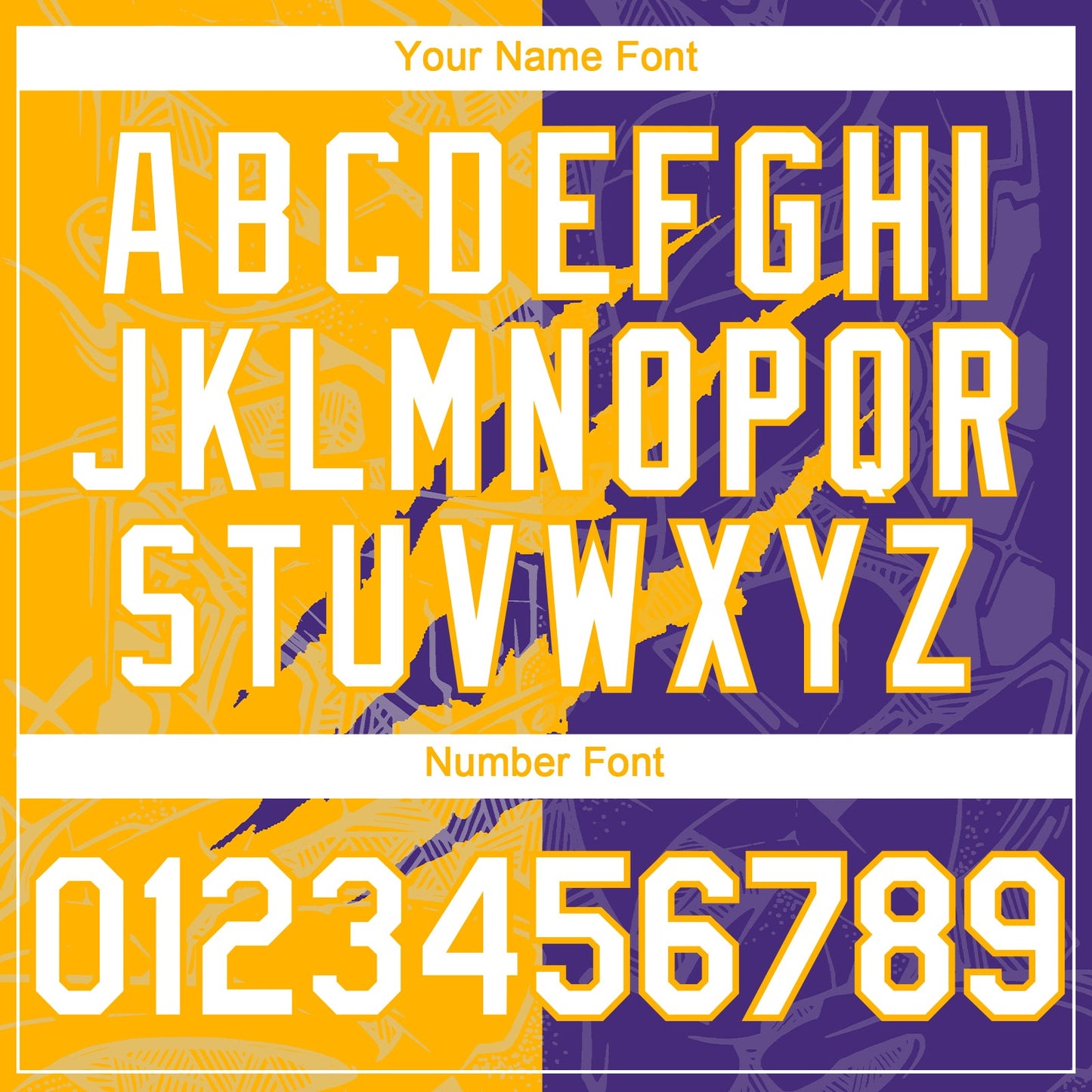 Custom Graffiti Pattern White Purple-Gold 3D Scratch Authentic Baseball Jersey view 5