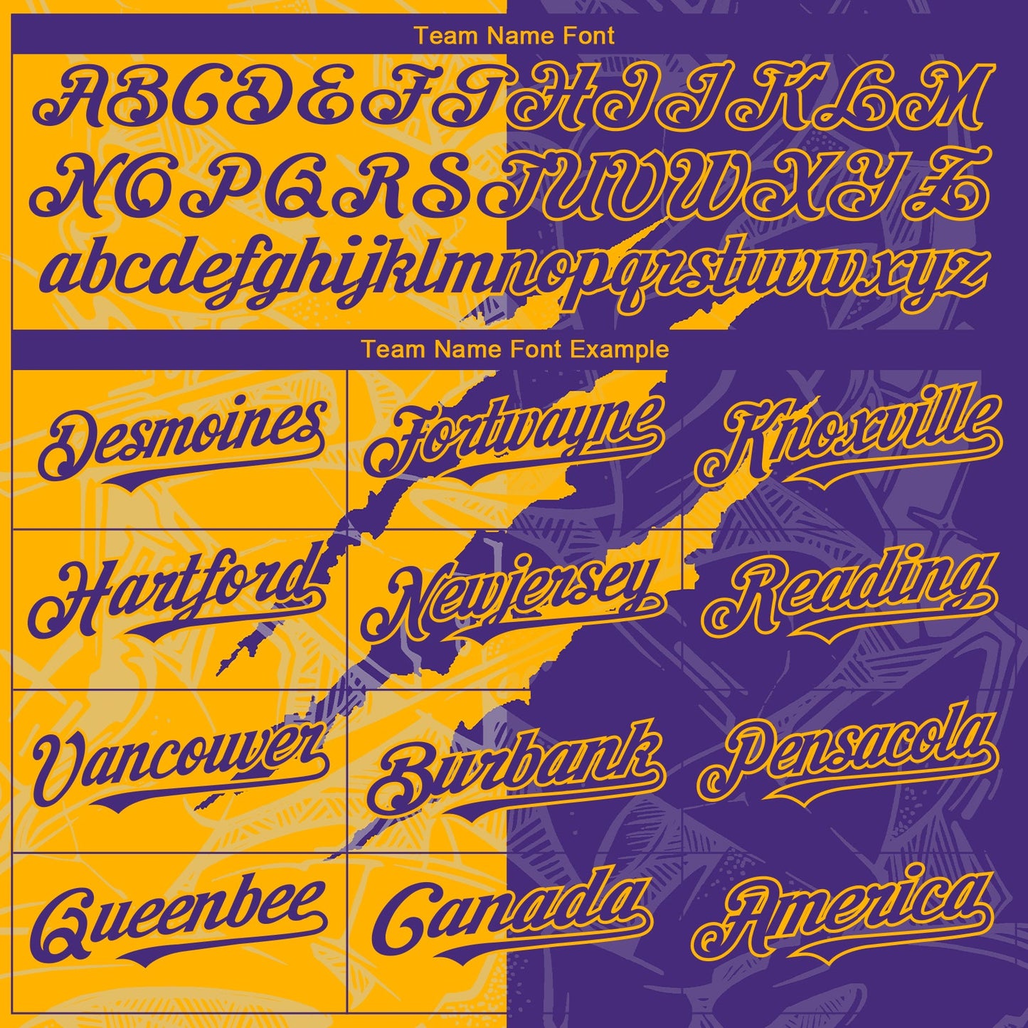 Custom Graffiti Pattern Purple-Gold 3D Scratch Authentic Baseball Jersey view 4