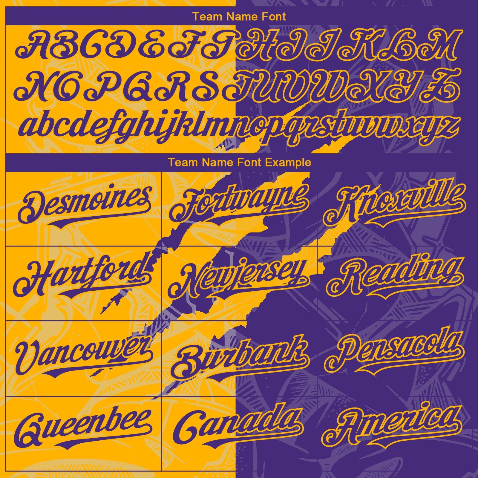 Custom Graffiti Pattern Purple-Gold 3D Scratch Authentic Baseball Jersey view 4