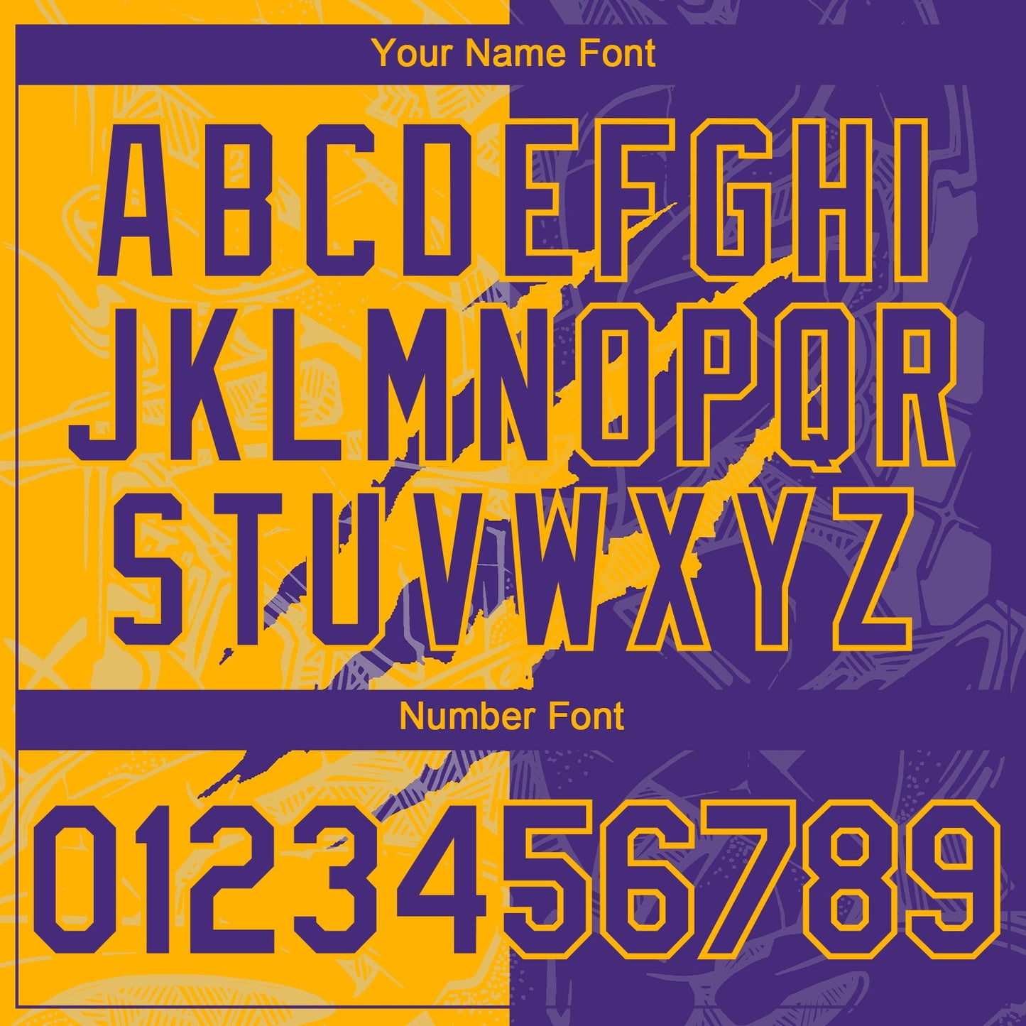 Custom Graffiti Pattern Purple-Gold 3D Scratch Authentic Baseball Jersey view 5