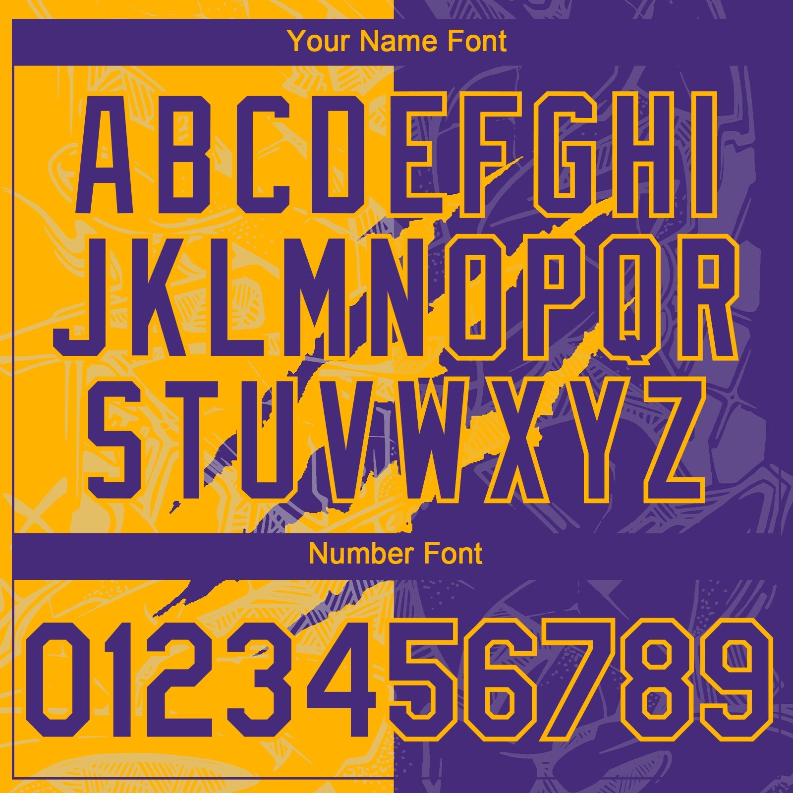 Custom Graffiti Pattern Purple-Gold 3D Scratch Authentic Baseball Jersey view 5
