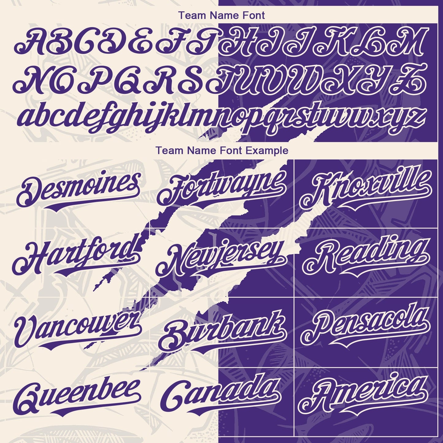 Custom Graffiti Pattern Purple-Cream 3D Scratch Authentic Baseball Jersey view 4
