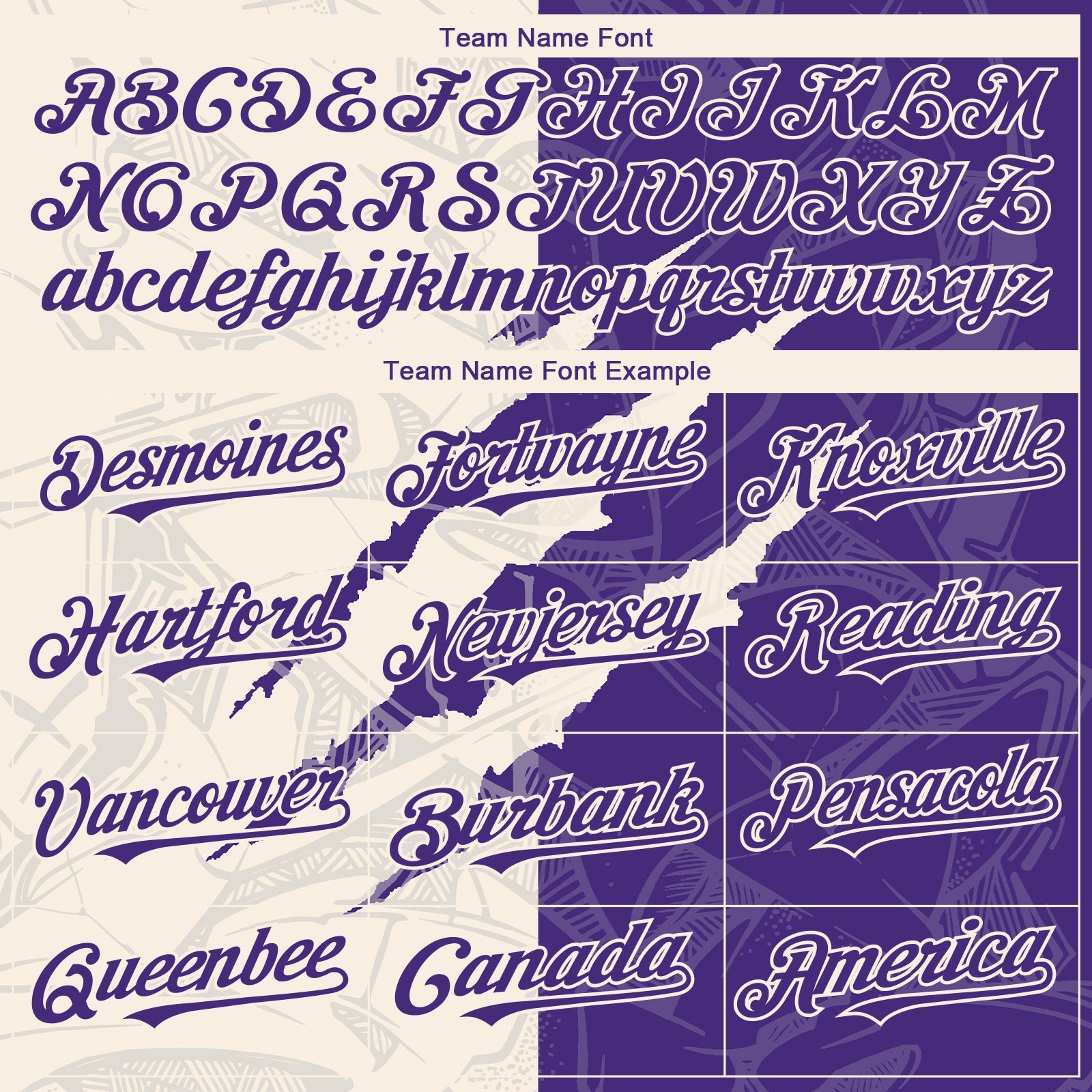 Custom Graffiti Pattern Purple-Cream 3D Scratch Authentic Baseball Jersey view 4