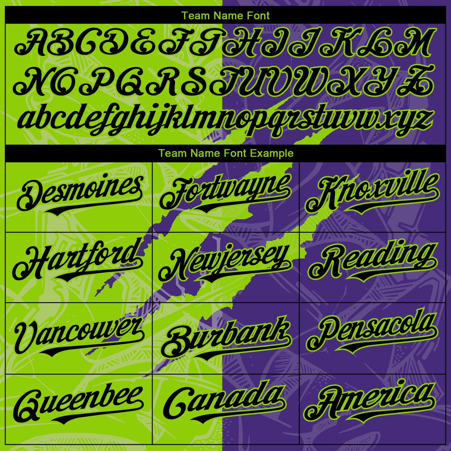 Custom Graffiti Pattern Black Purple-Neon Green 3D Scratch Authentic Baseball Jersey view 4
