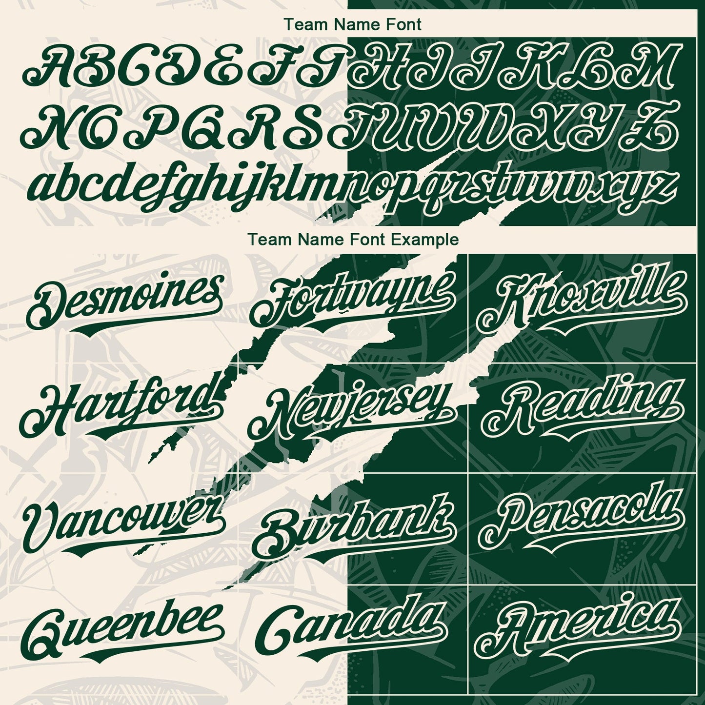Custom Graffiti Pattern Green-Cream 3D Scratch Authentic Baseball Jersey view 4