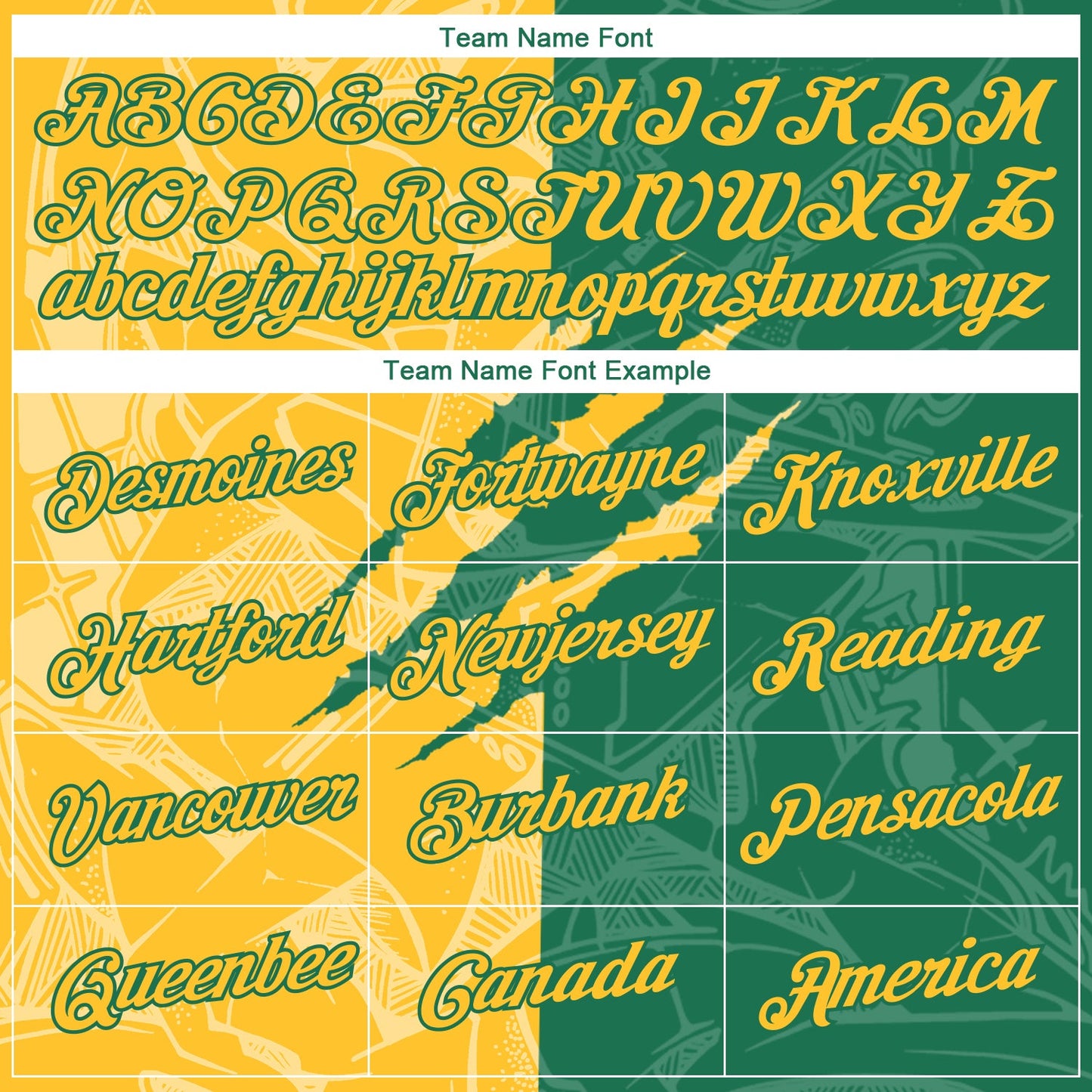 Custom Graffiti Pattern Gold-Kelly Green Scratch 3D Performance T-Shirt view 3