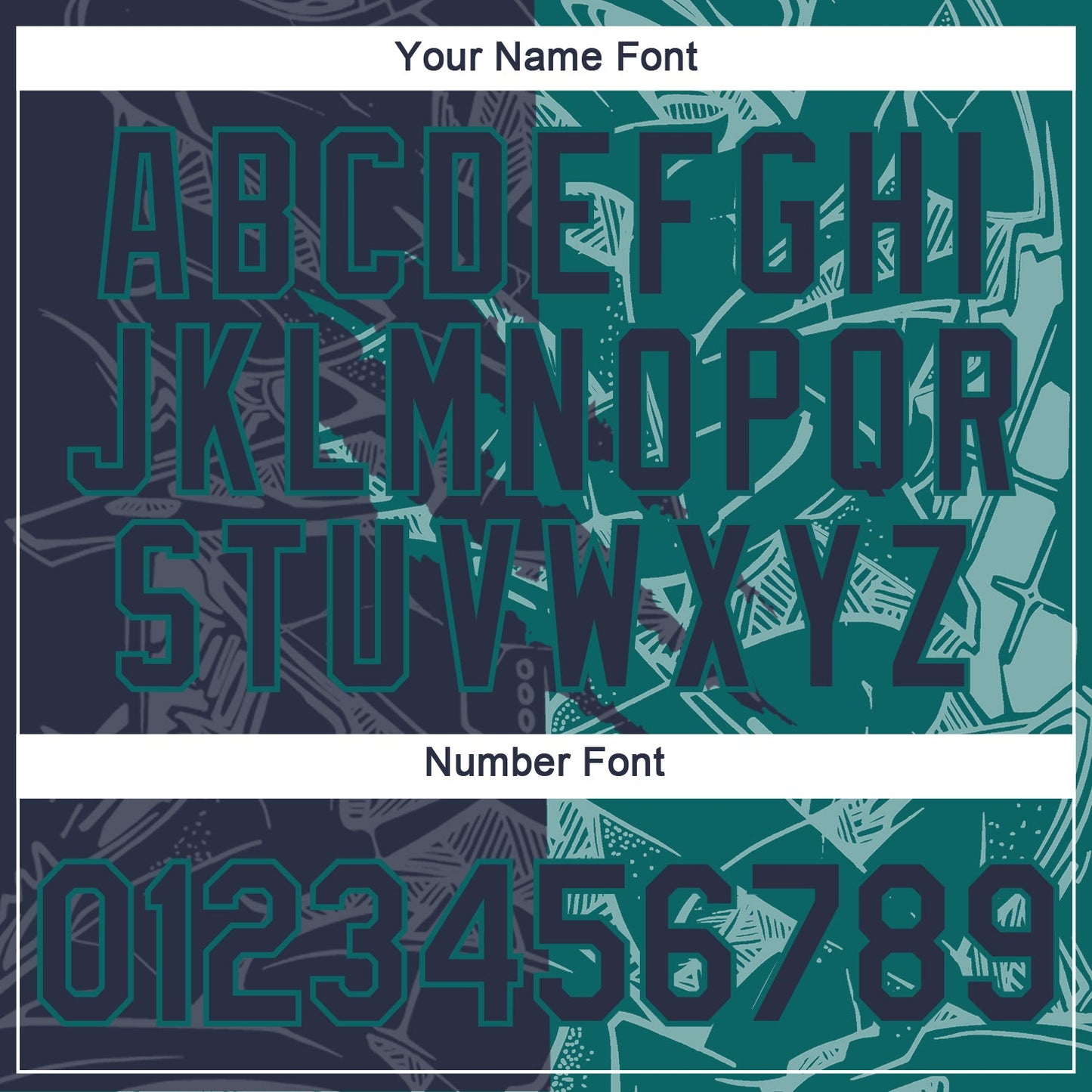Custom Graffiti Pattern Navy-Teal Scratch 3D Performance T-Shirt view 4