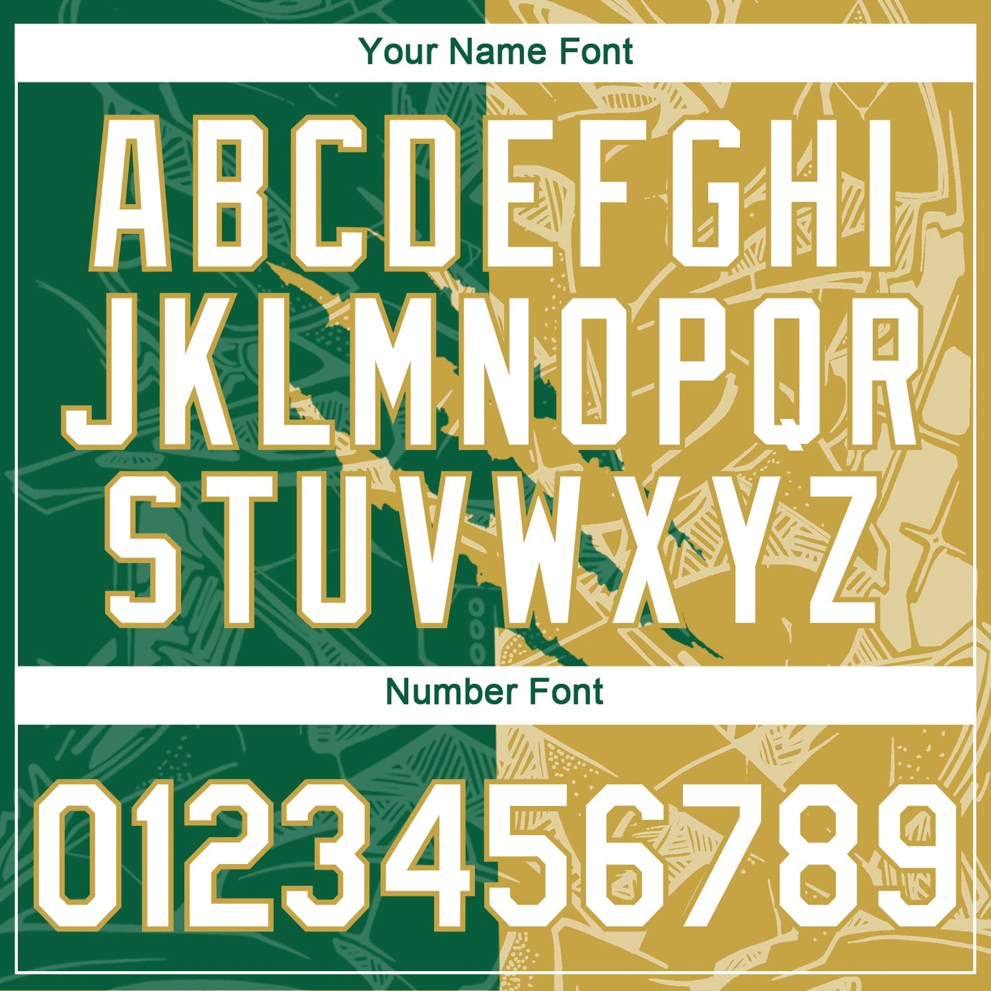 Custom Graffiti Pattern White Kelly Green-Old Gold Scratch 3D Performance T-Shirt view 4