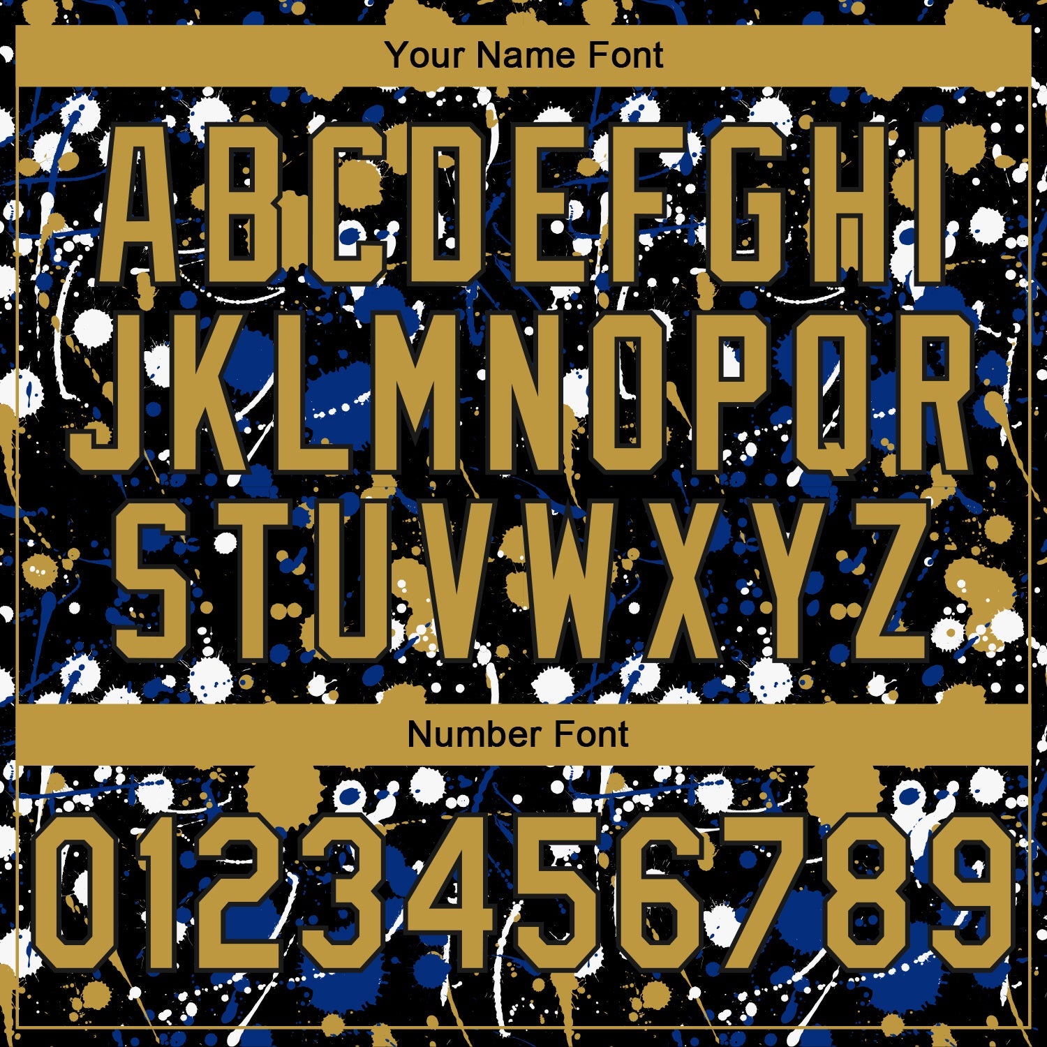 Custom Stitched Graffiti Pattern Old Gold-Black 3D Splash Grunge Art Sports Pullover Sweatshirt Hoodie view 4