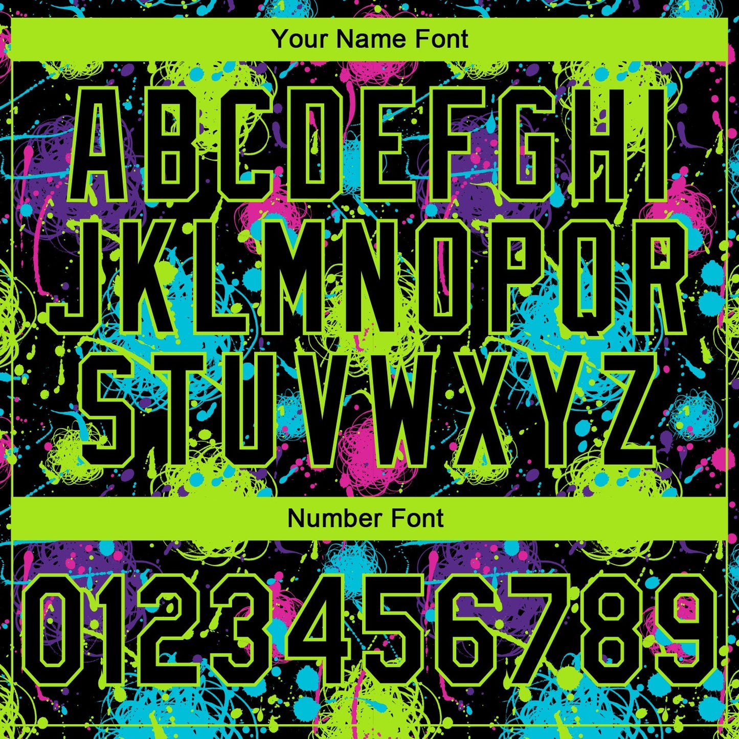 Custom Stitched Graffiti Pattern Black-Neon Green 3D Splash Grunge Art Sports Pullover Sweatshirt Hoodie view 4