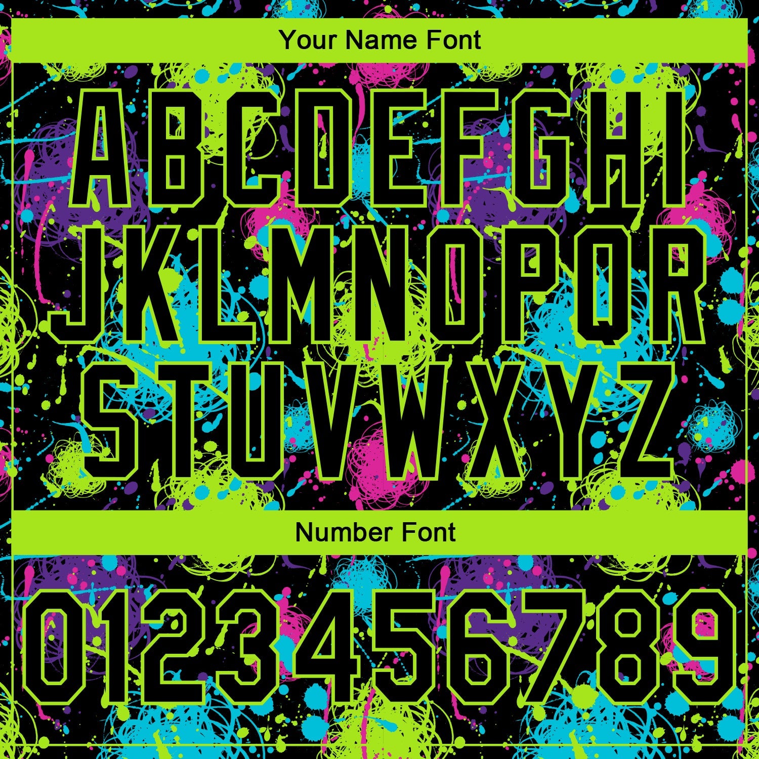 Custom Stitched Graffiti Pattern Black-Neon Green 3D Splash Grunge Art Sports Pullover Sweatshirt Hoodie view 4