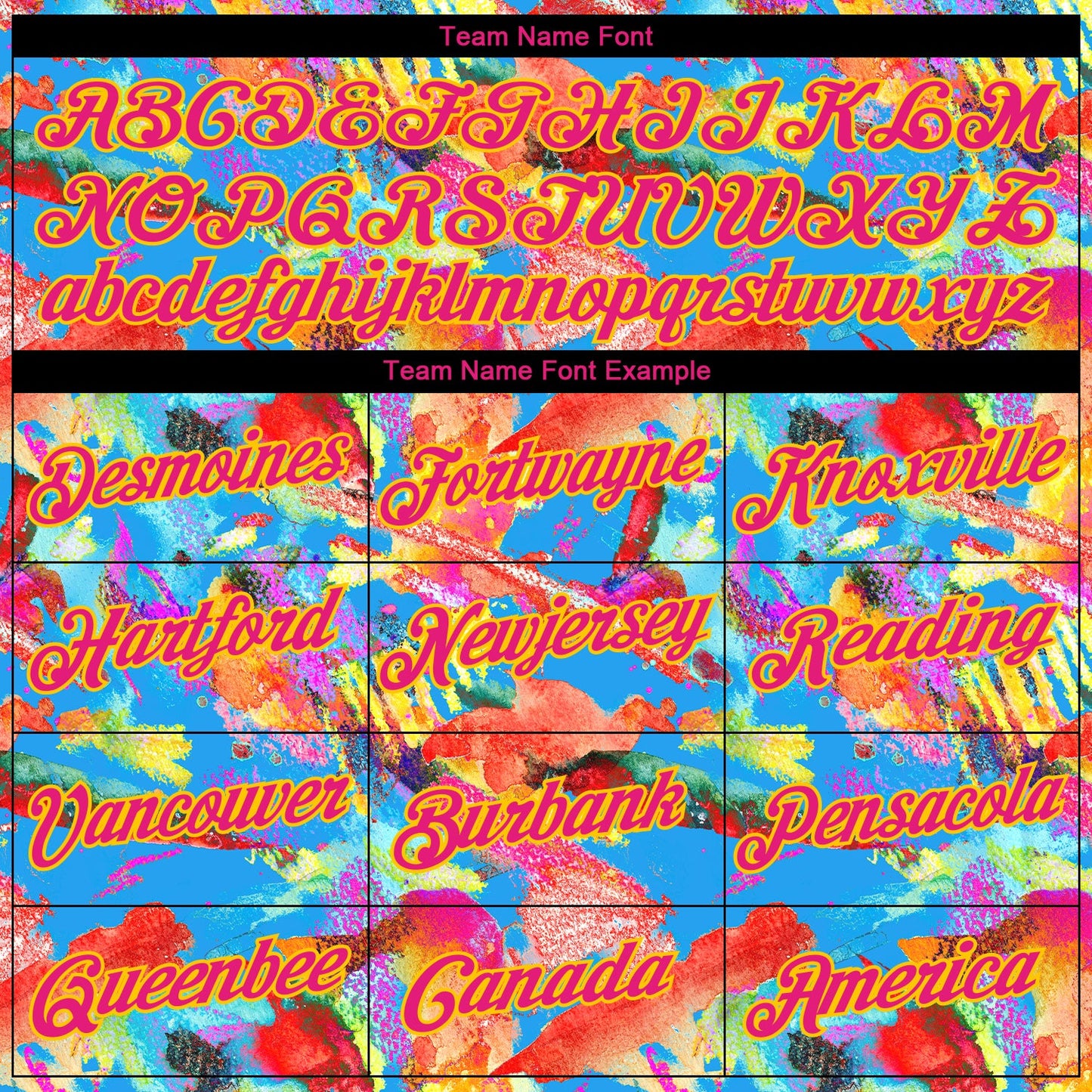 Custom Stitched Graffiti Pattern Hot Pink Black-Yellow 3D Watercolor Grunge Art Sports Pullover Sweatshirt Hoodie view 3