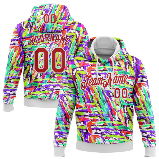 Custom Stitched Graffiti Pattern Red-White 3D Watercolor Grunge Art Sports Pullover Sweatshirt Hoodie - Main View