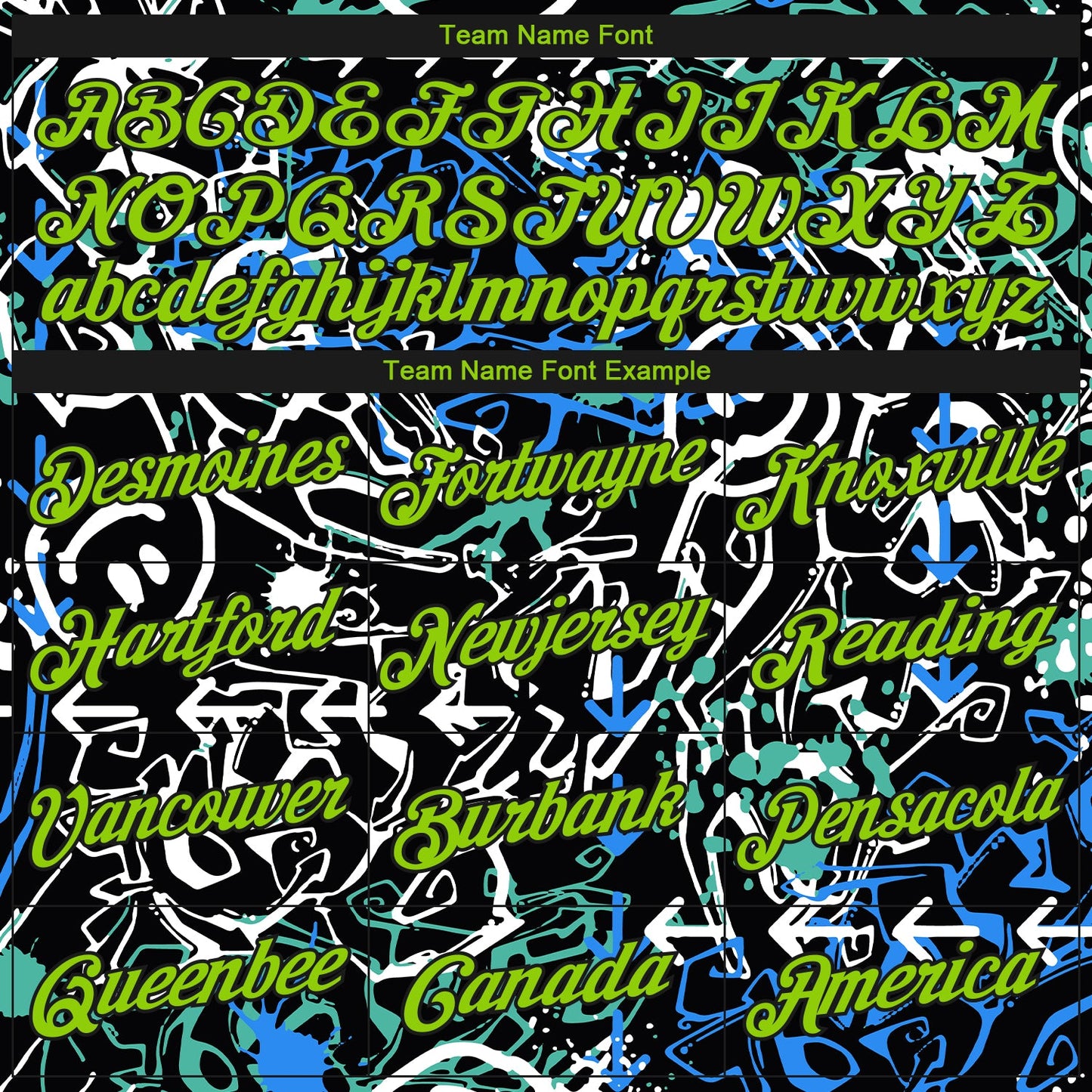 Custom Stitched Graffiti Pattern Neon Green-Black 3D Abstract Grunge Art Sports Pullover Sweatshirt Hoodie view 3