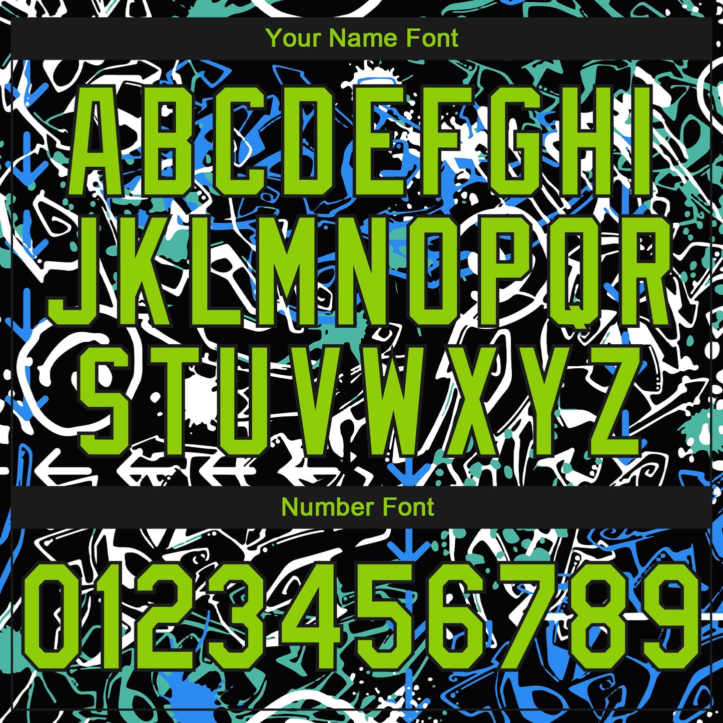Custom Stitched Graffiti Pattern Neon Green-Black 3D Abstract Grunge Art Sports Pullover Sweatshirt Hoodie view 4