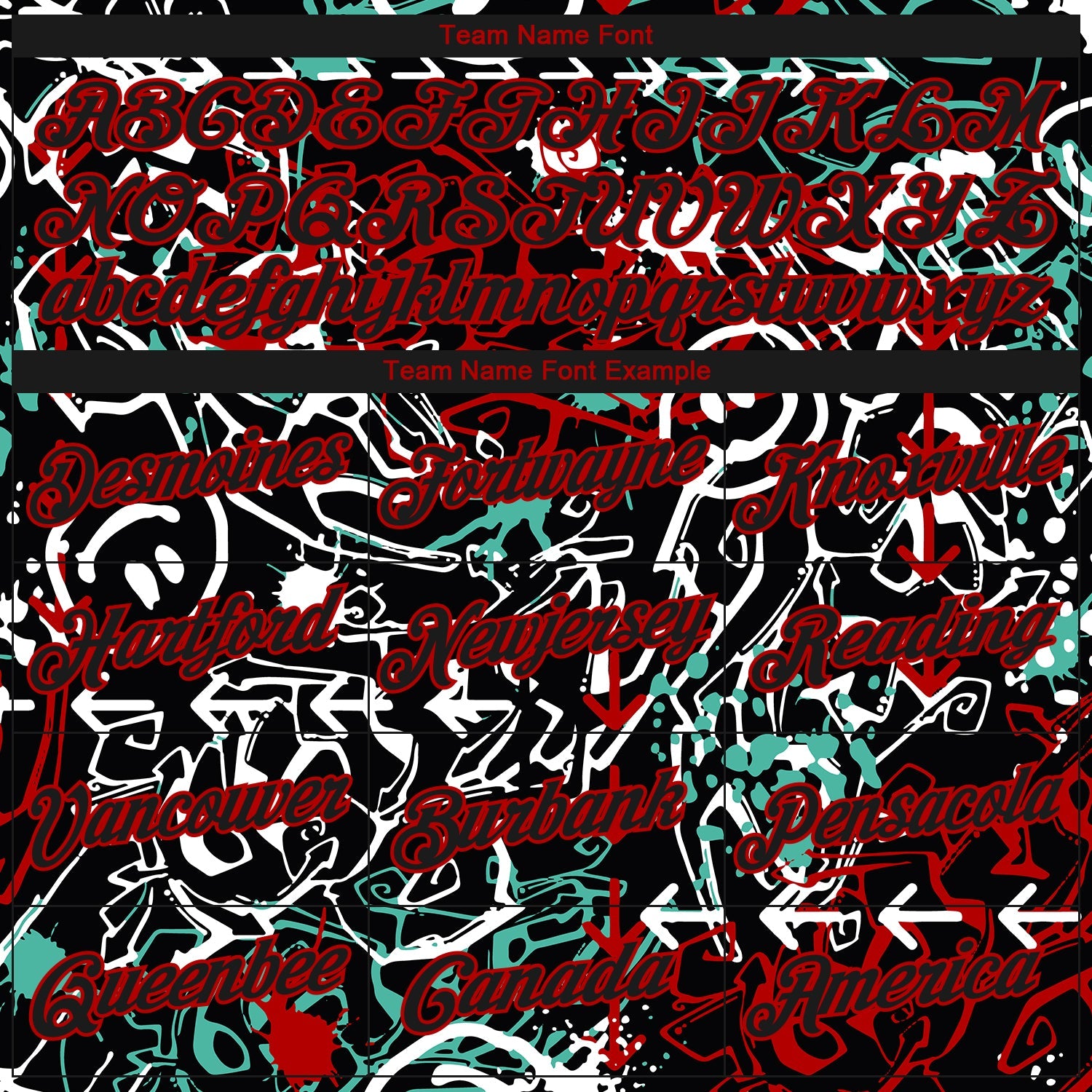 Custom Stitched Graffiti Pattern Black-Red 3D Abstract Grunge Art Sports Pullover Sweatshirt Hoodie view 3