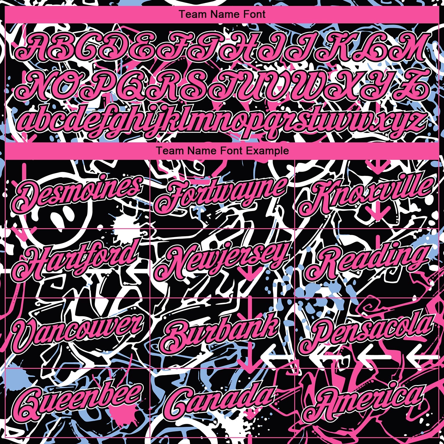 Custom Stitched Graffiti Pattern Pink Black-White 3D Abstract Grunge Art Sports Pullover Sweatshirt Hoodie view 3