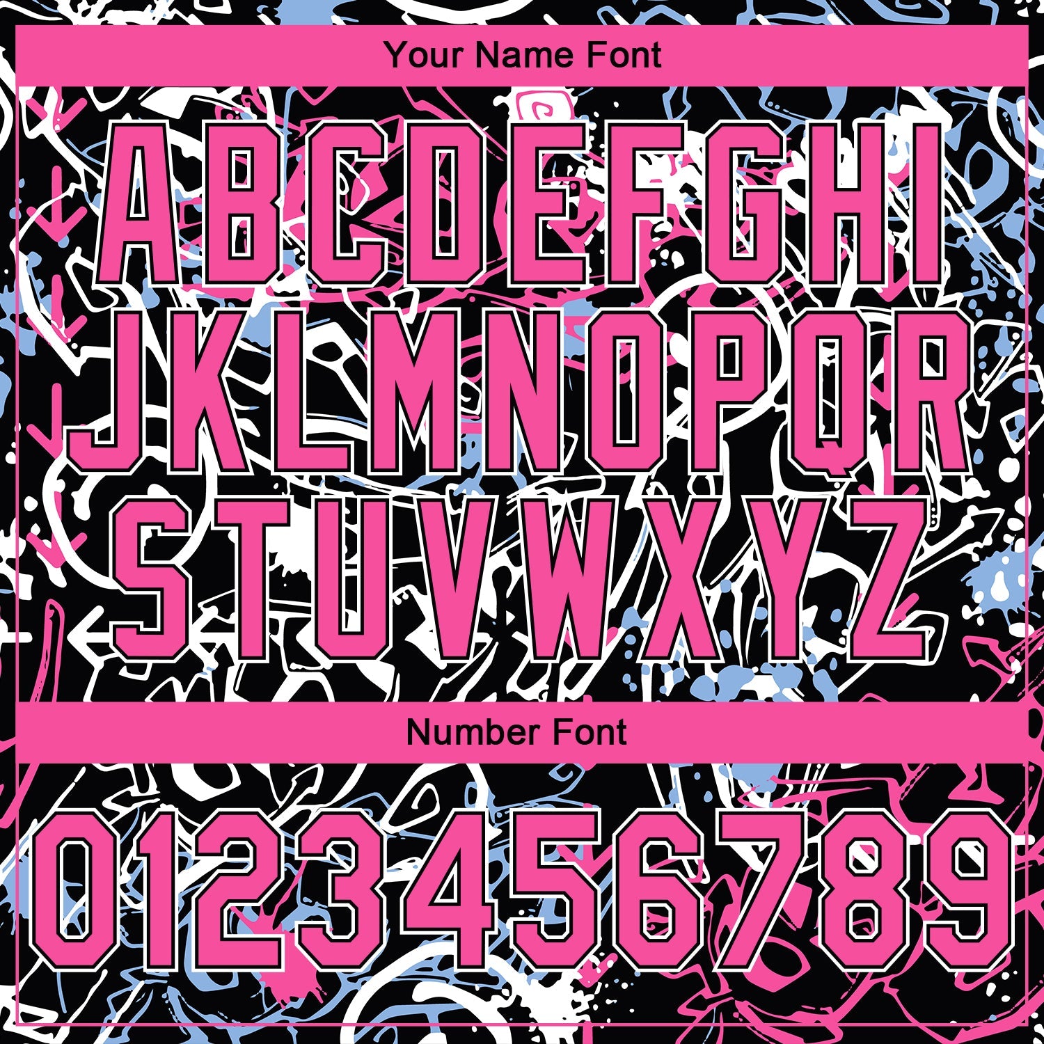 Custom Stitched Graffiti Pattern Pink Black-White 3D Abstract Grunge Art Sports Pullover Sweatshirt Hoodie view 4