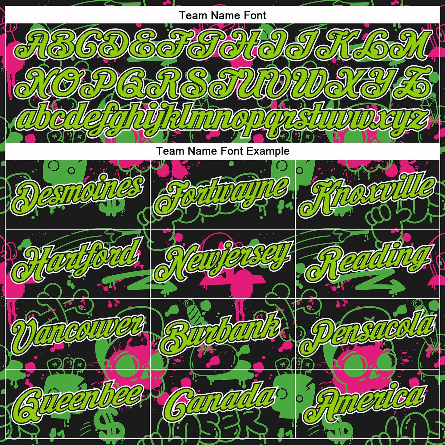 Custom Stitched Graffiti Pattern Neon Green Black-White 3D Abstract Grunge Art Sports Pullover Sweatshirt Hoodie view 3