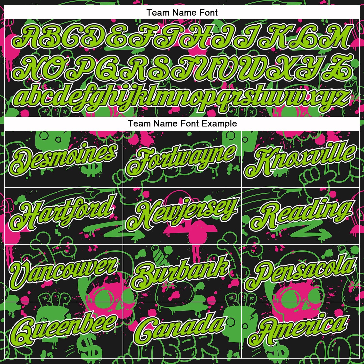 Custom Stitched Graffiti Pattern Neon Green Black-White 3D Abstract Grunge Art Sports Pullover Sweatshirt Hoodie view 3