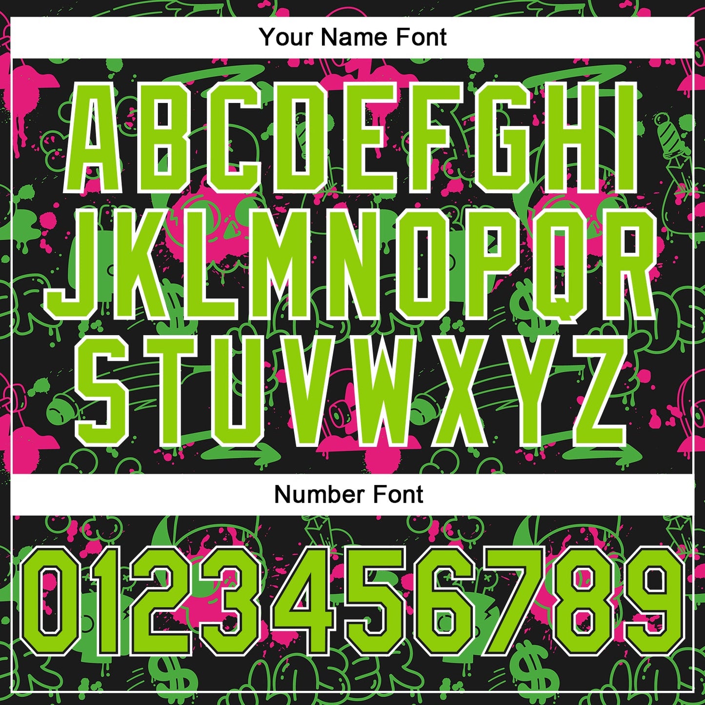 Custom Stitched Graffiti Pattern Neon Green Black-White 3D Abstract Grunge Art Sports Pullover Sweatshirt Hoodie view 4