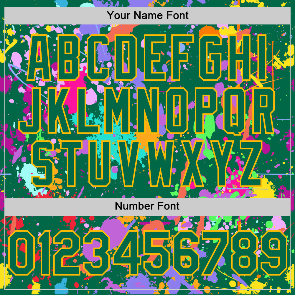 Custom Graffiti Pattern Kelly Green-Gold Authentic Baseball Jersey view 5