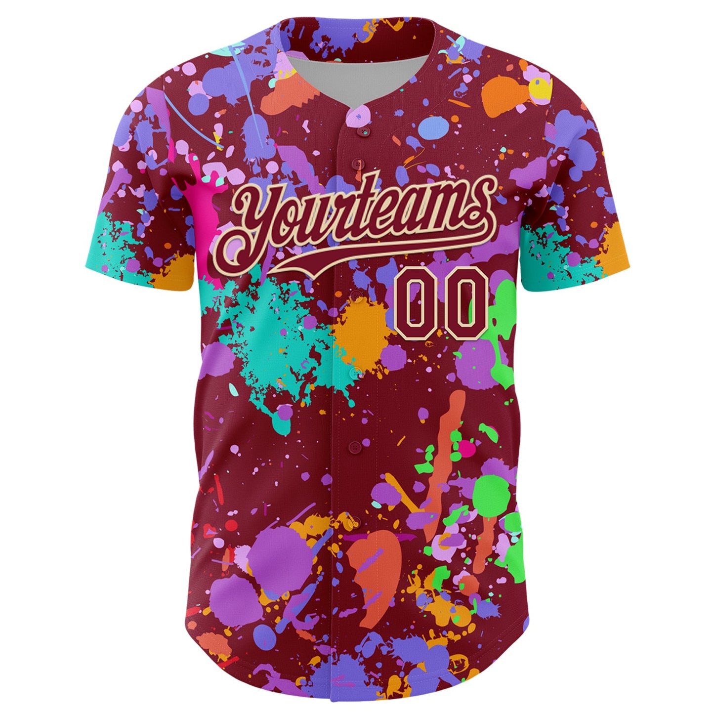 Custom Graffiti Pattern Crimson-Cream Authentic Baseball Jersey view 2
