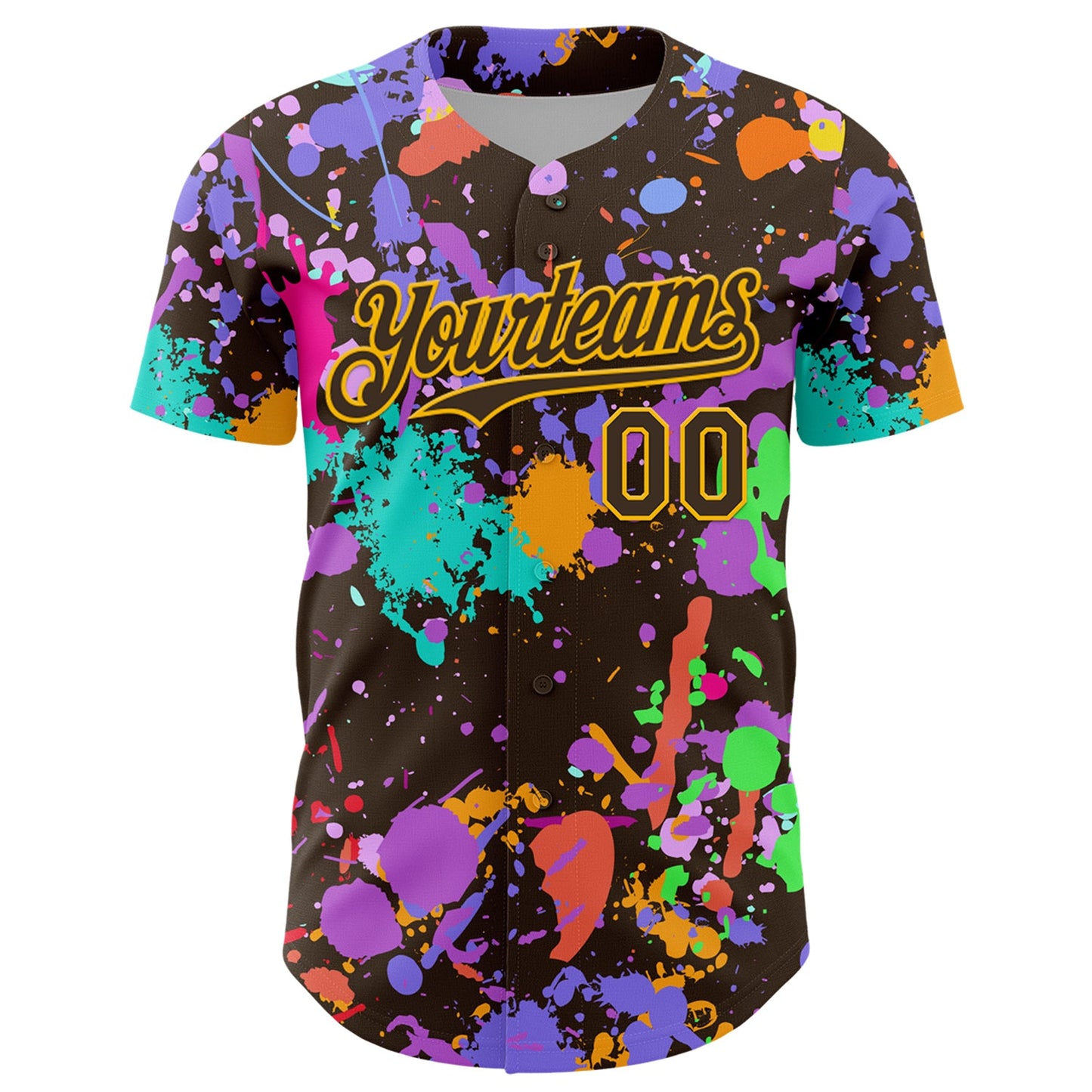 Custom Graffiti Pattern Brown-Gold Authentic Baseball Jersey view 2