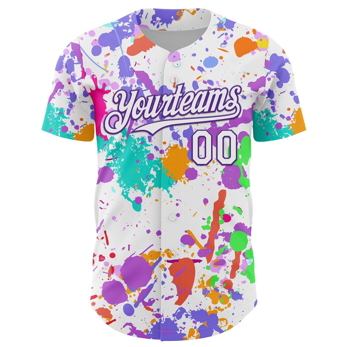 Custom Graffiti Pattern White-Purple Authentic Baseball Jersey view 2