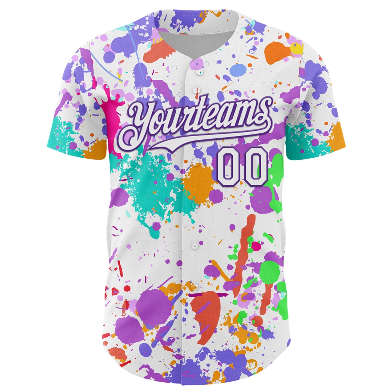 Custom Graffiti Pattern White-Purple Authentic Baseball Jersey view 2