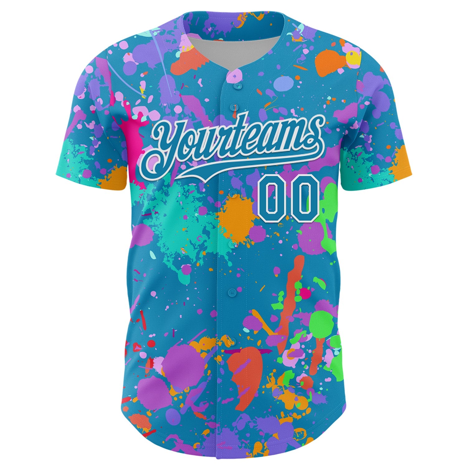 Custom Graffiti Pattern Panther Blue-White Authentic Baseball Jersey view 2