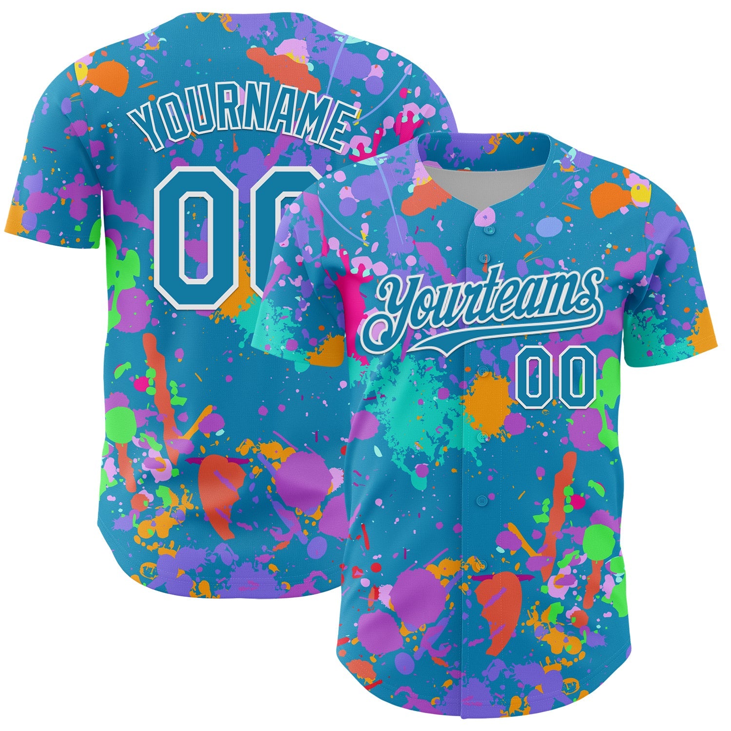 Custom Graffiti Pattern Panther Blue-White Authentic Baseball Jersey - Main View