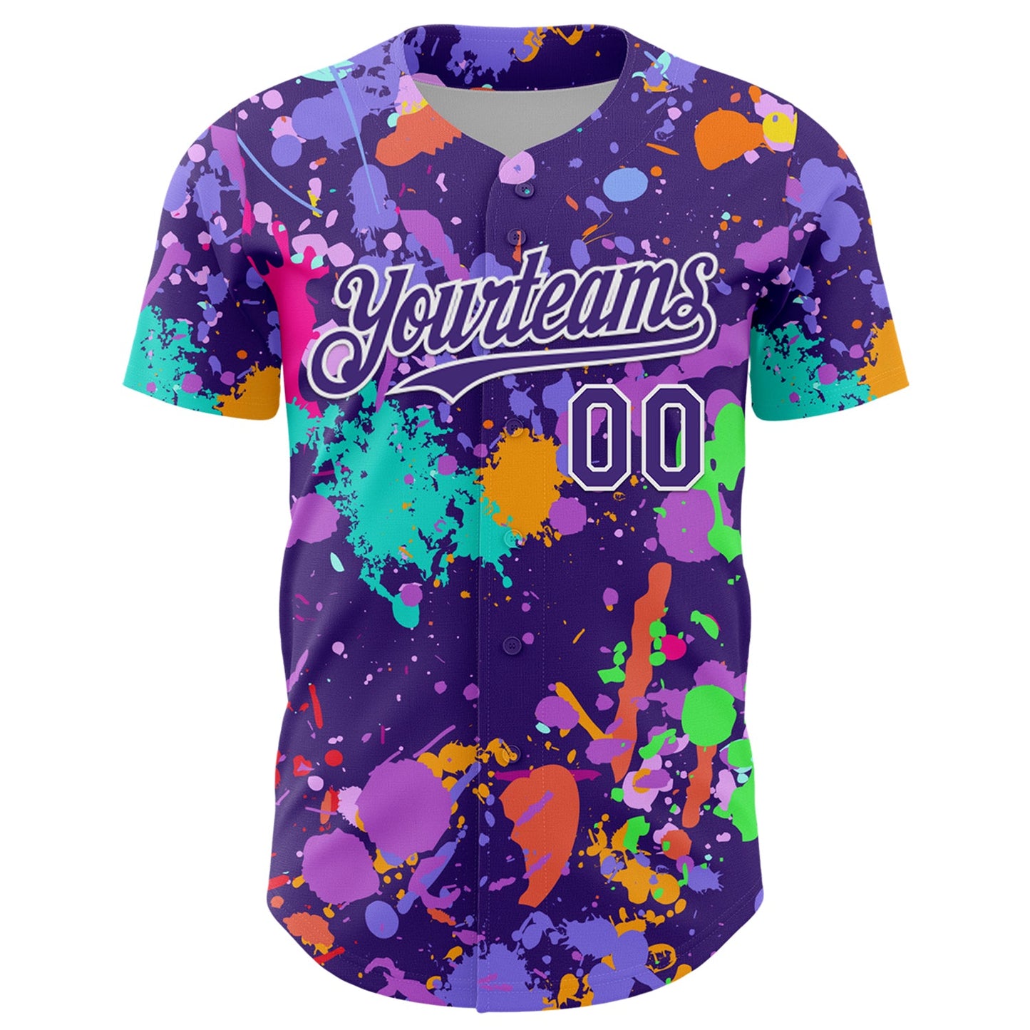 Custom Graffiti Pattern Purple-White Authentic Baseball Jersey view 2