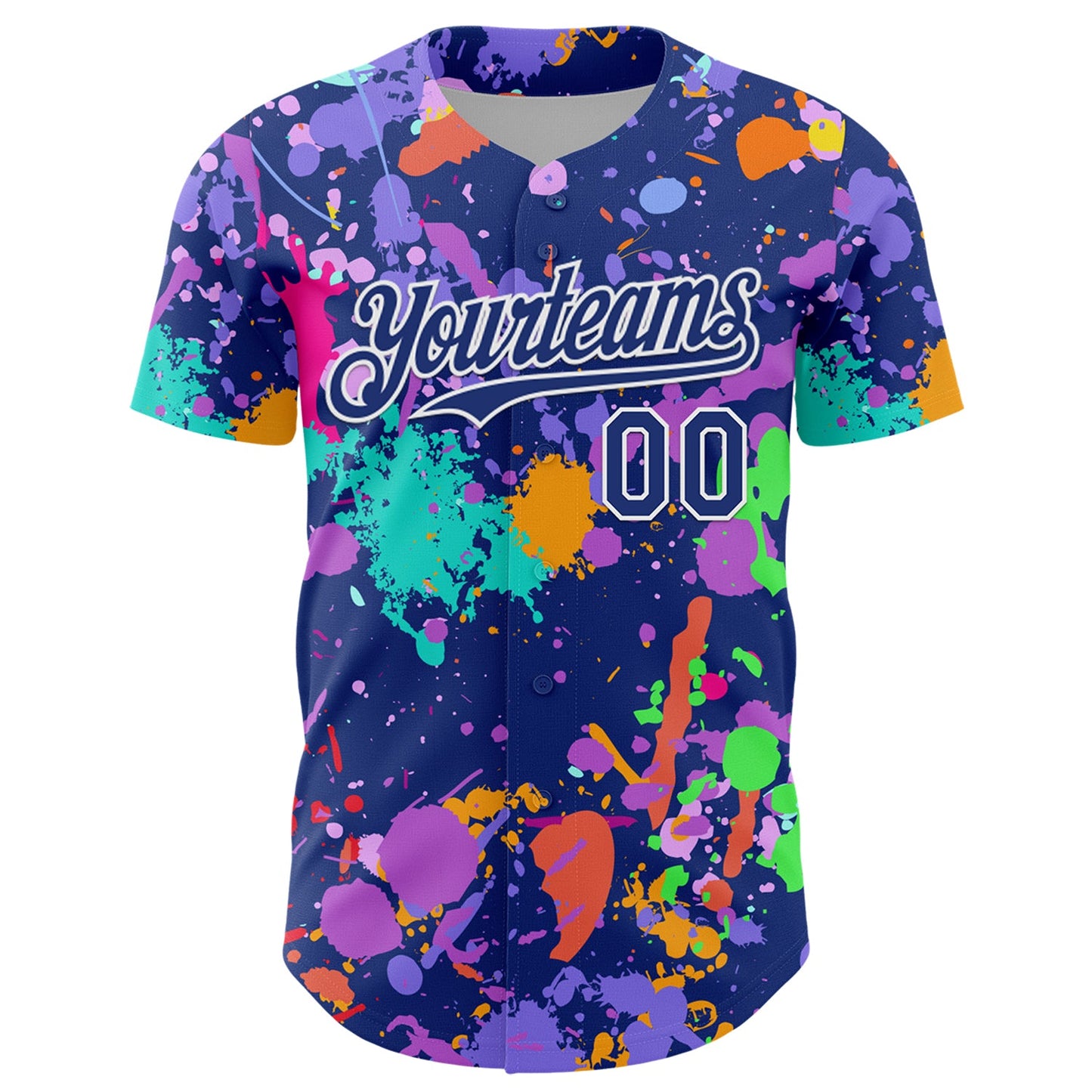 Custom Graffiti Pattern Royal-White Authentic Baseball Jersey view 2