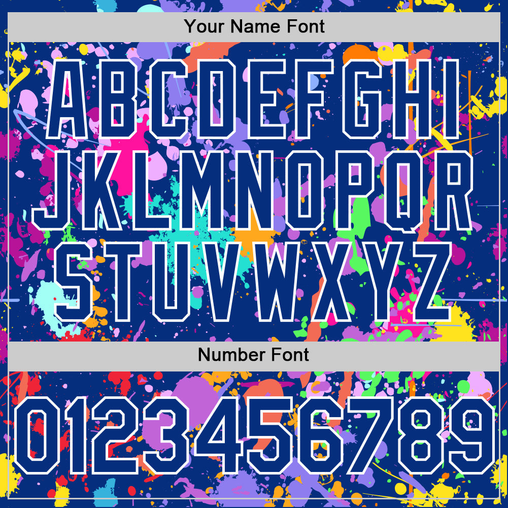 Custom Graffiti Pattern Royal-White Authentic Baseball Jersey view 5