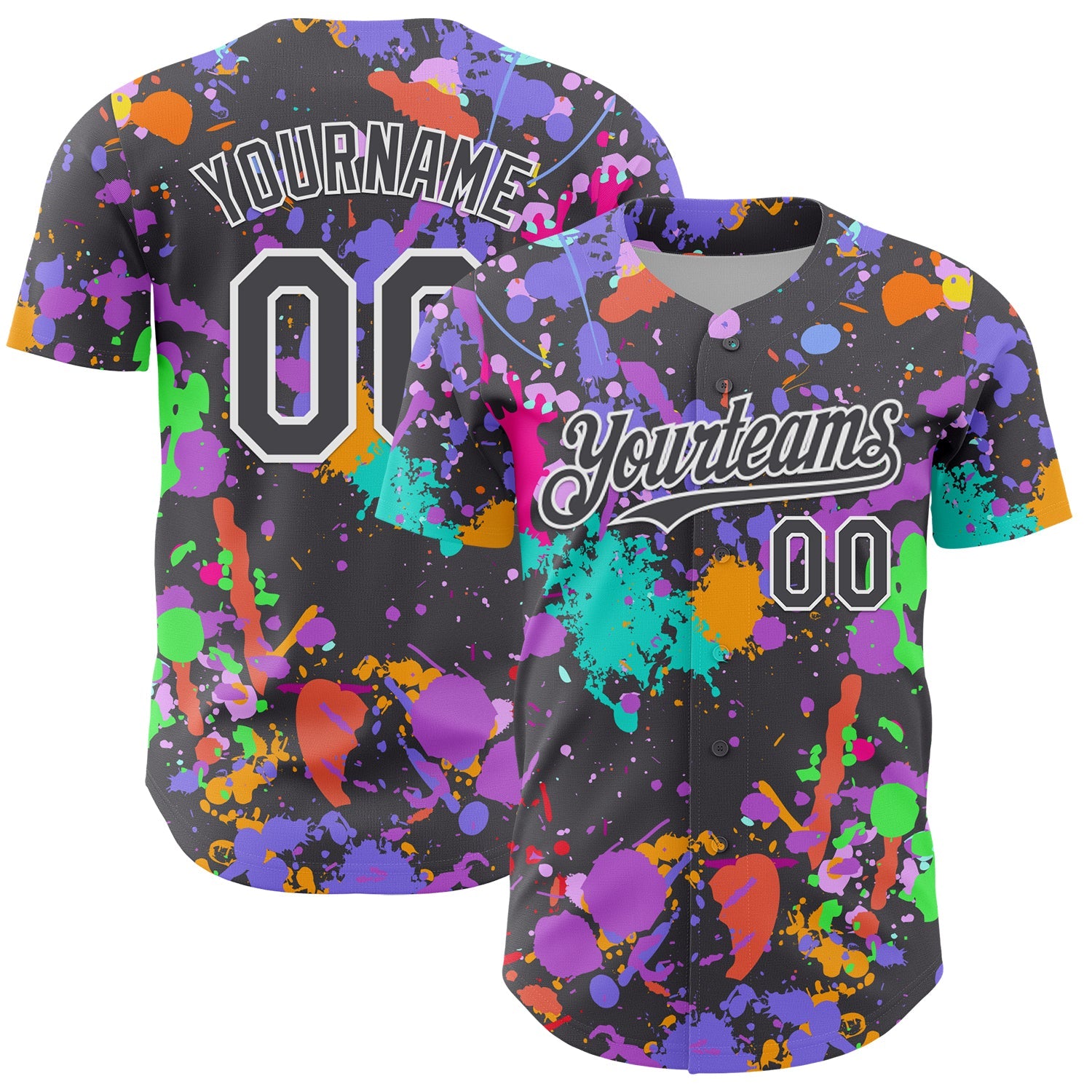 Custom Graffiti Pattern Steel Gray-White Authentic Baseball Jersey - Main View