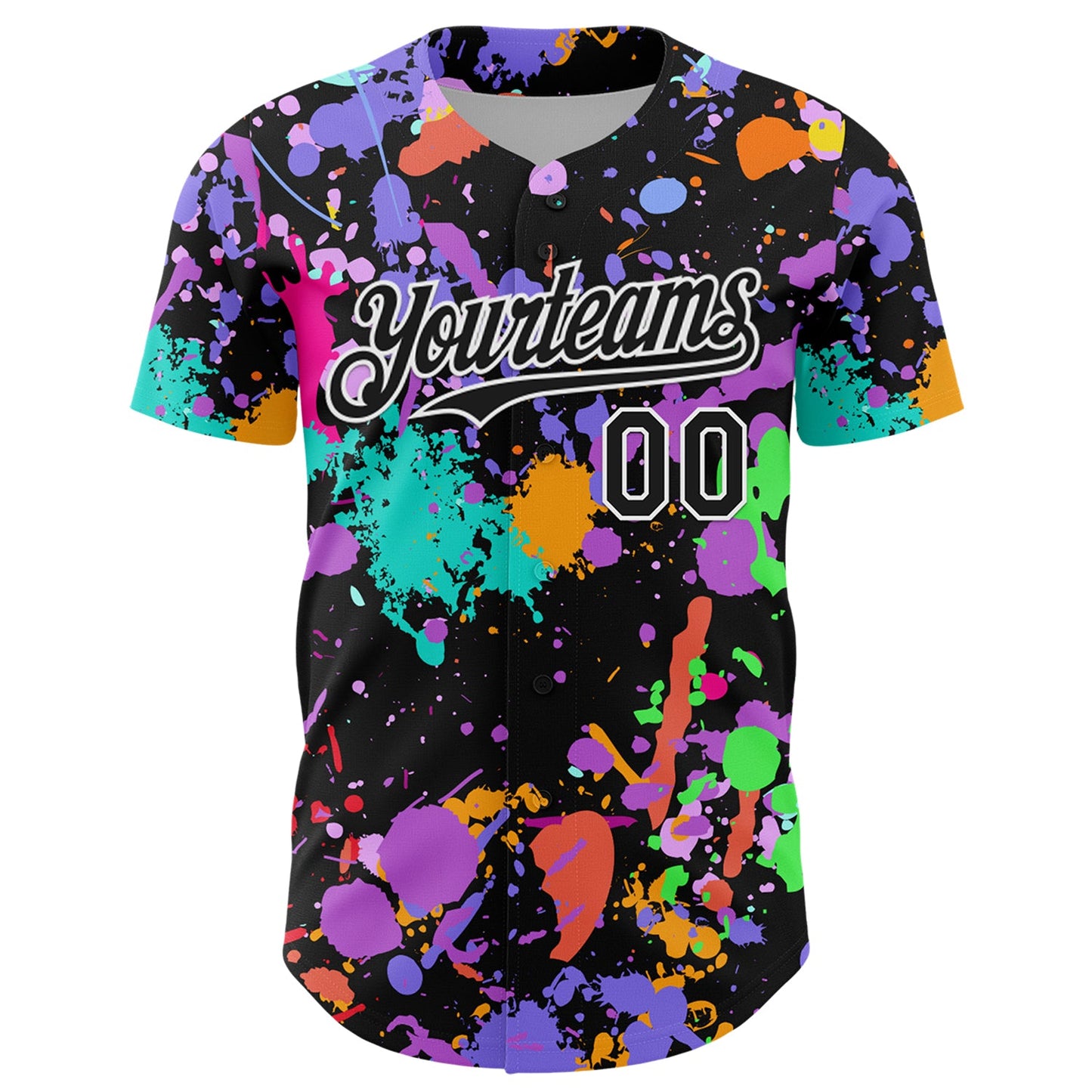 Custom Graffiti Pattern Black-White Authentic Baseball Jersey view 2