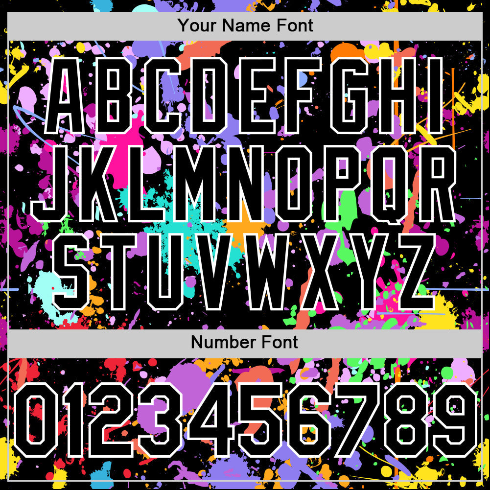 Custom Graffiti Pattern Black-White Authentic Baseball Jersey view 5